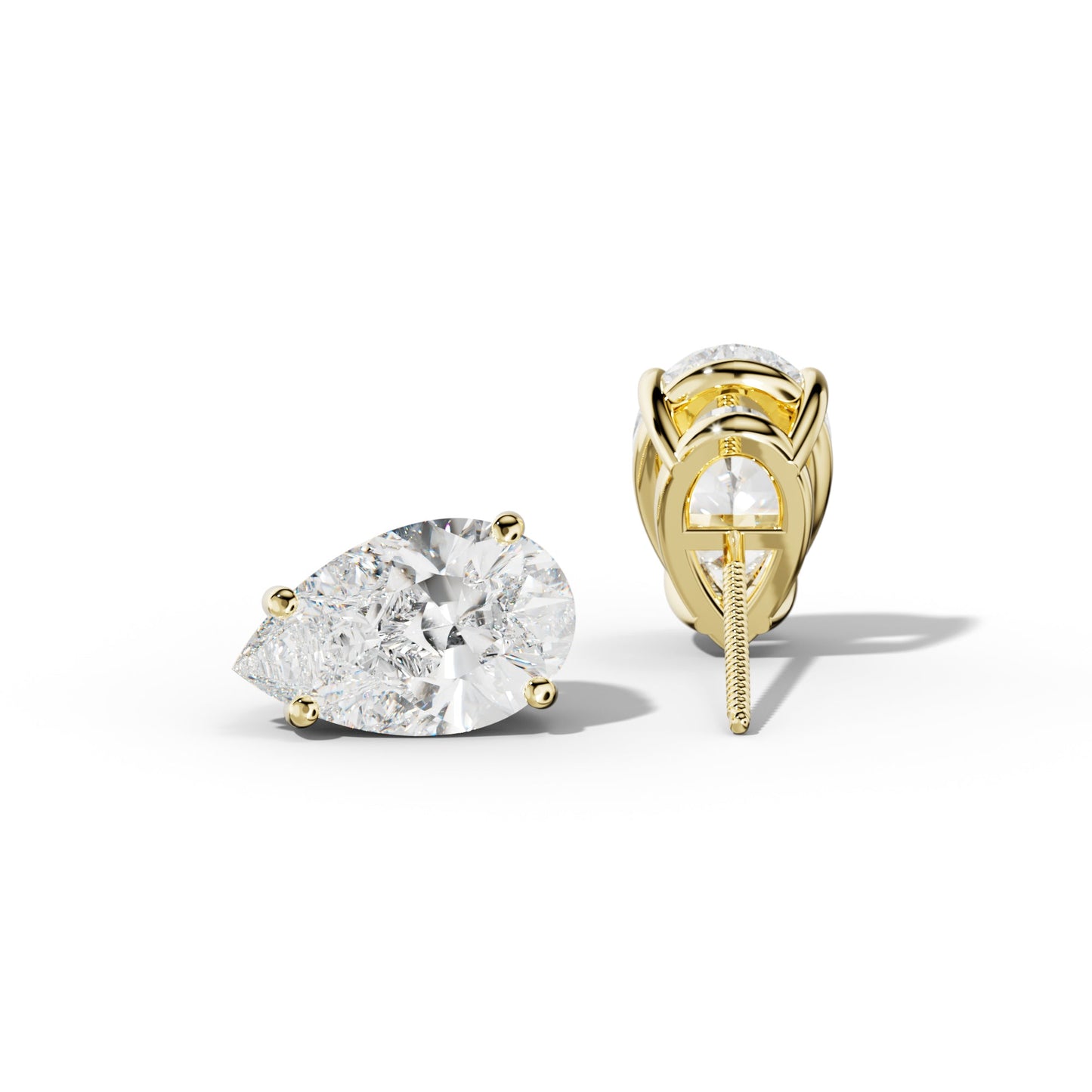 Classic Pear Shape Diamond Stud Earrings - 3/4 - 14K White Gold