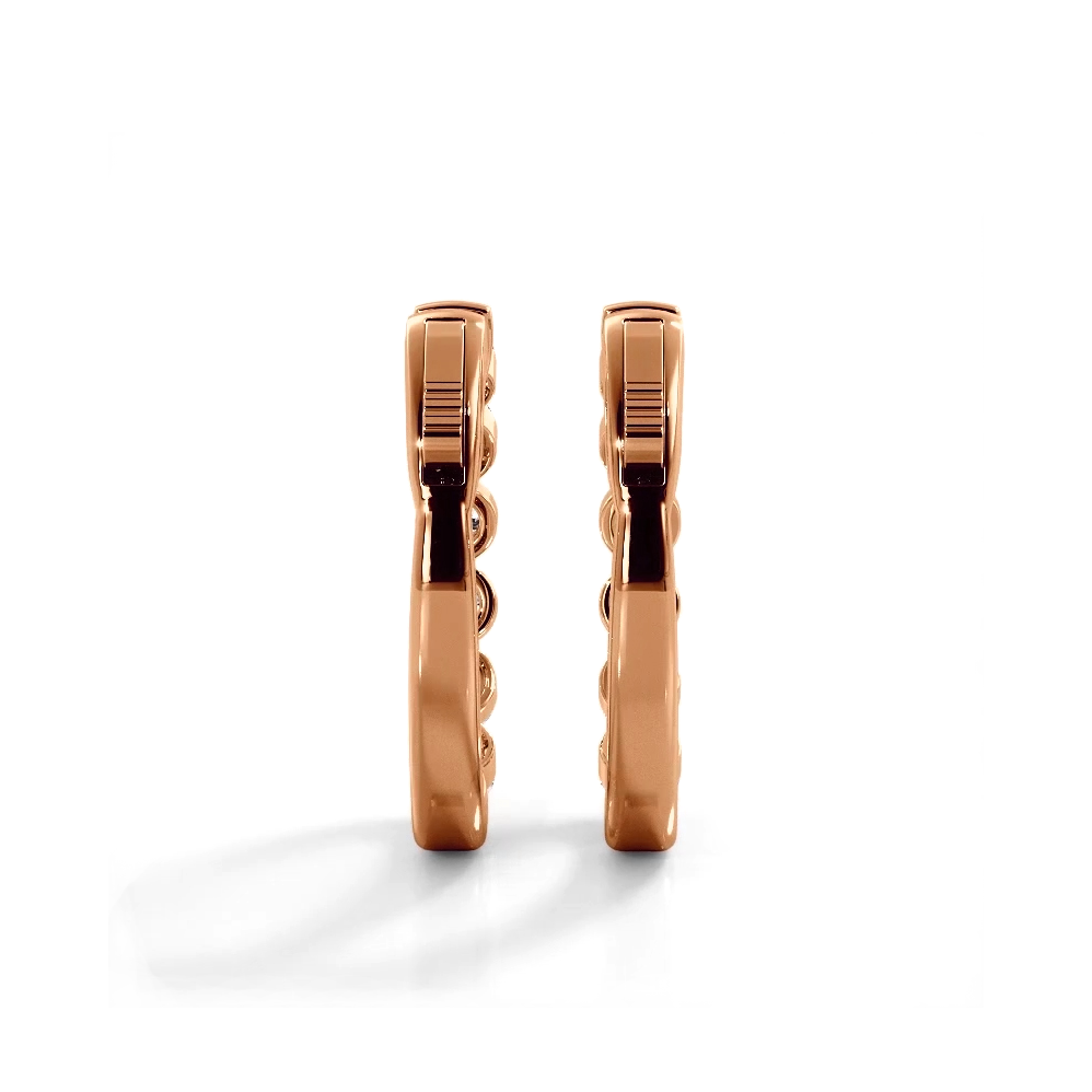 1.0 ctw. Floating Diamond Elegant Oval Hoop Earrings - 14K Rose Gold - H-I Color I1-I2 Clarity