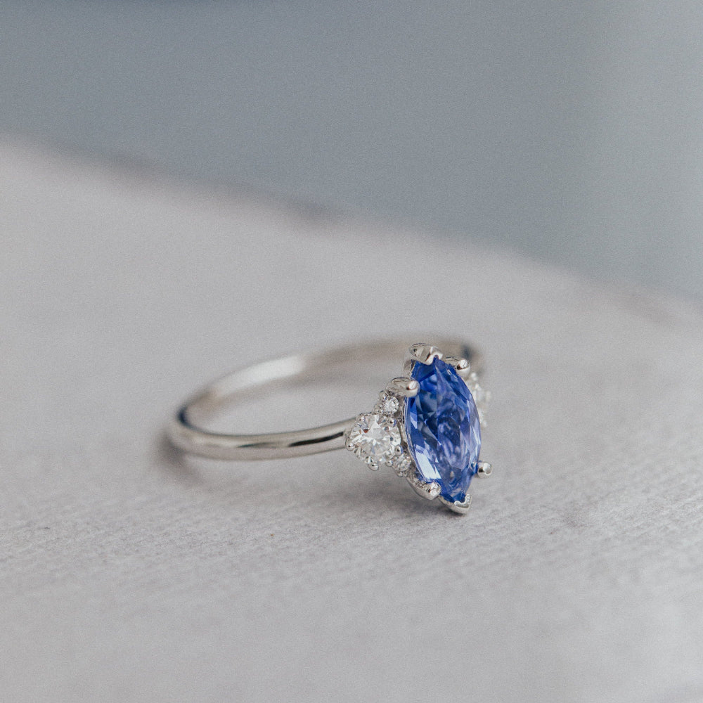 The Vivien Marquise Blue Sri Lanka Sapphire Ring