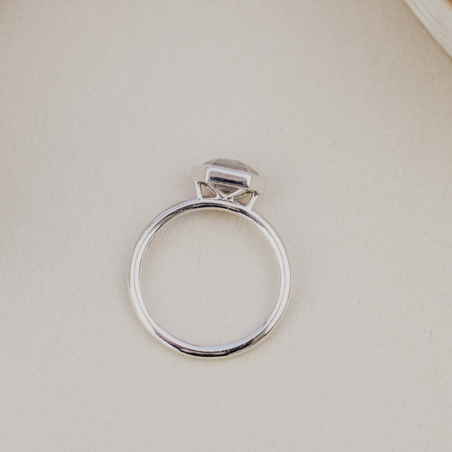 The Bennett Hexagon Rustic Bezel Solitaire