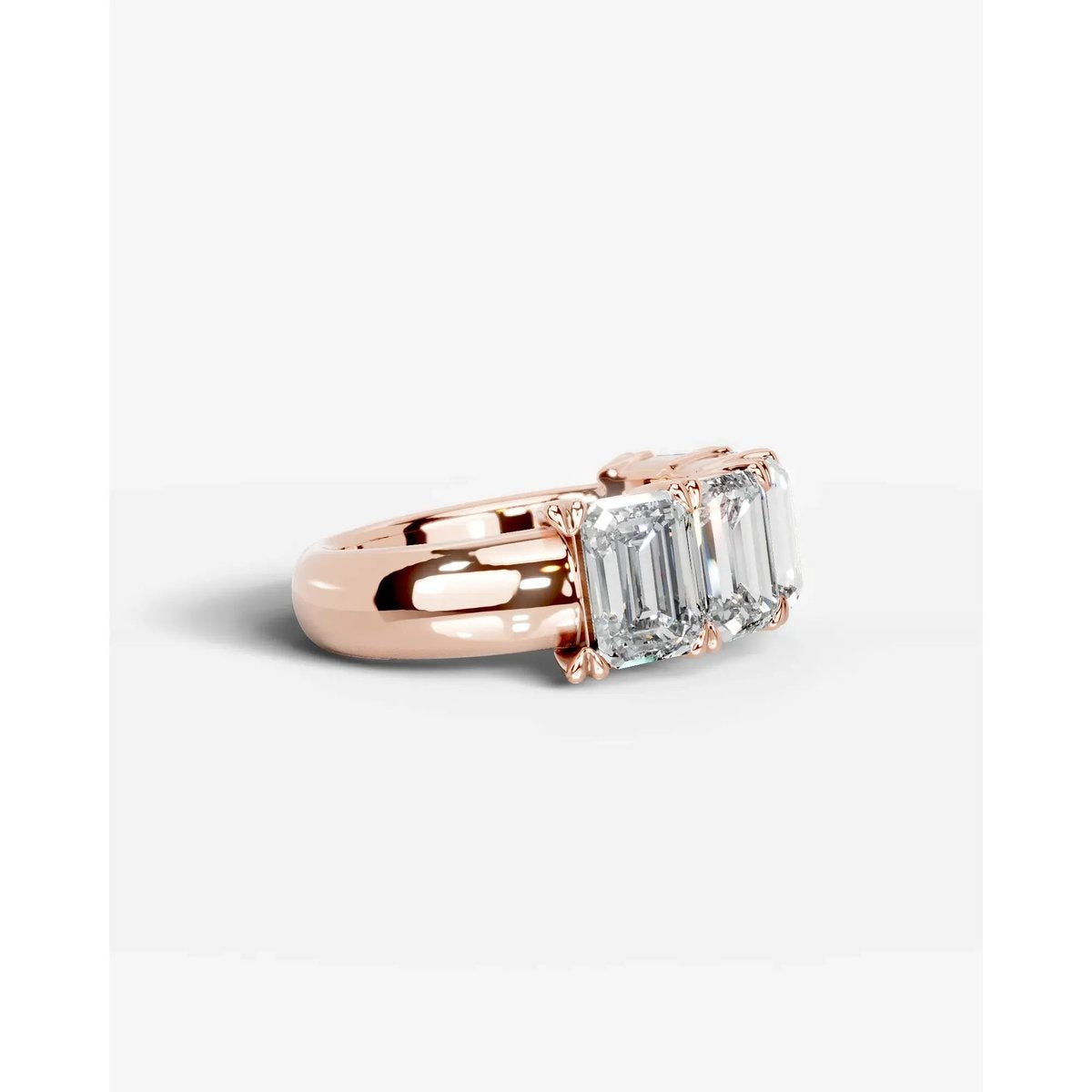 Shandra Lab Grown Emerald Diamond Wedding Ring - Rose Gold