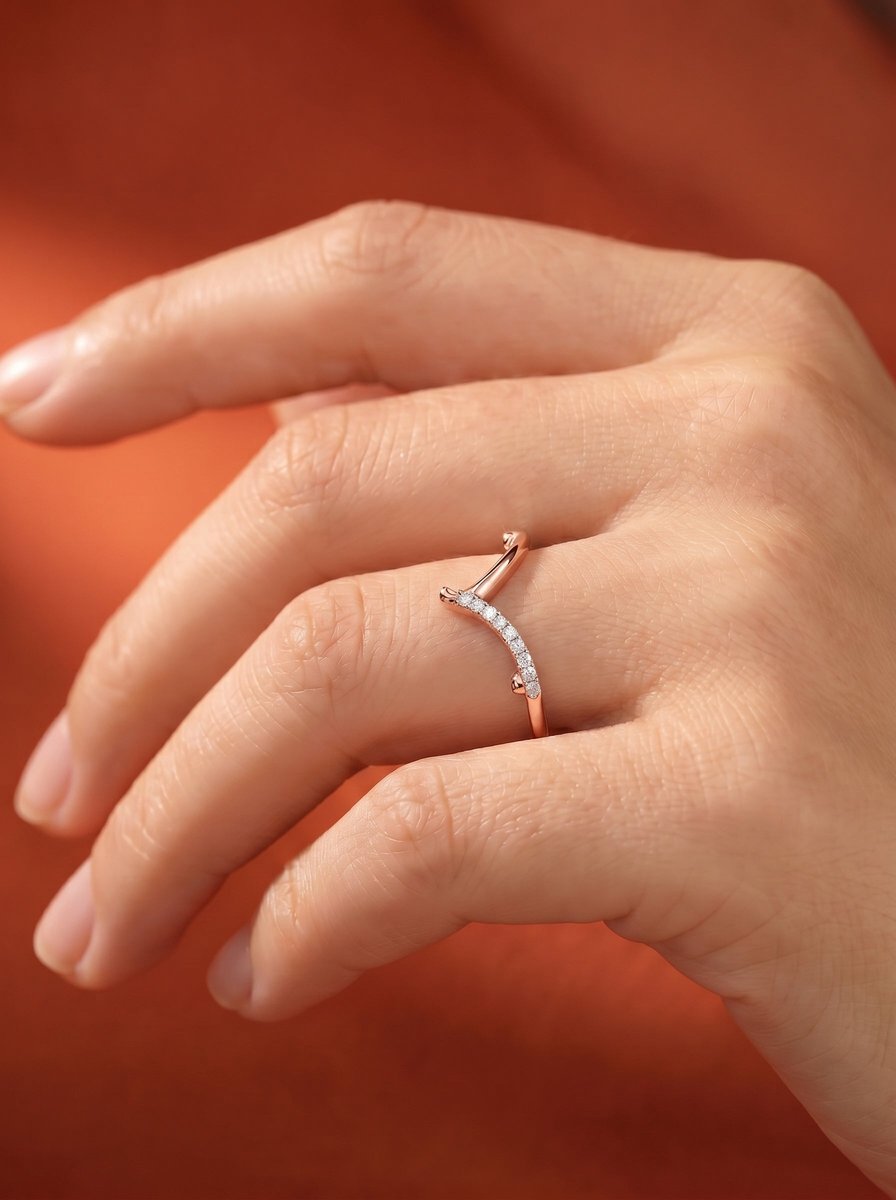 Sparkling Brunch Lab Grown Round Diamond Wedding Ring - Rose Gold