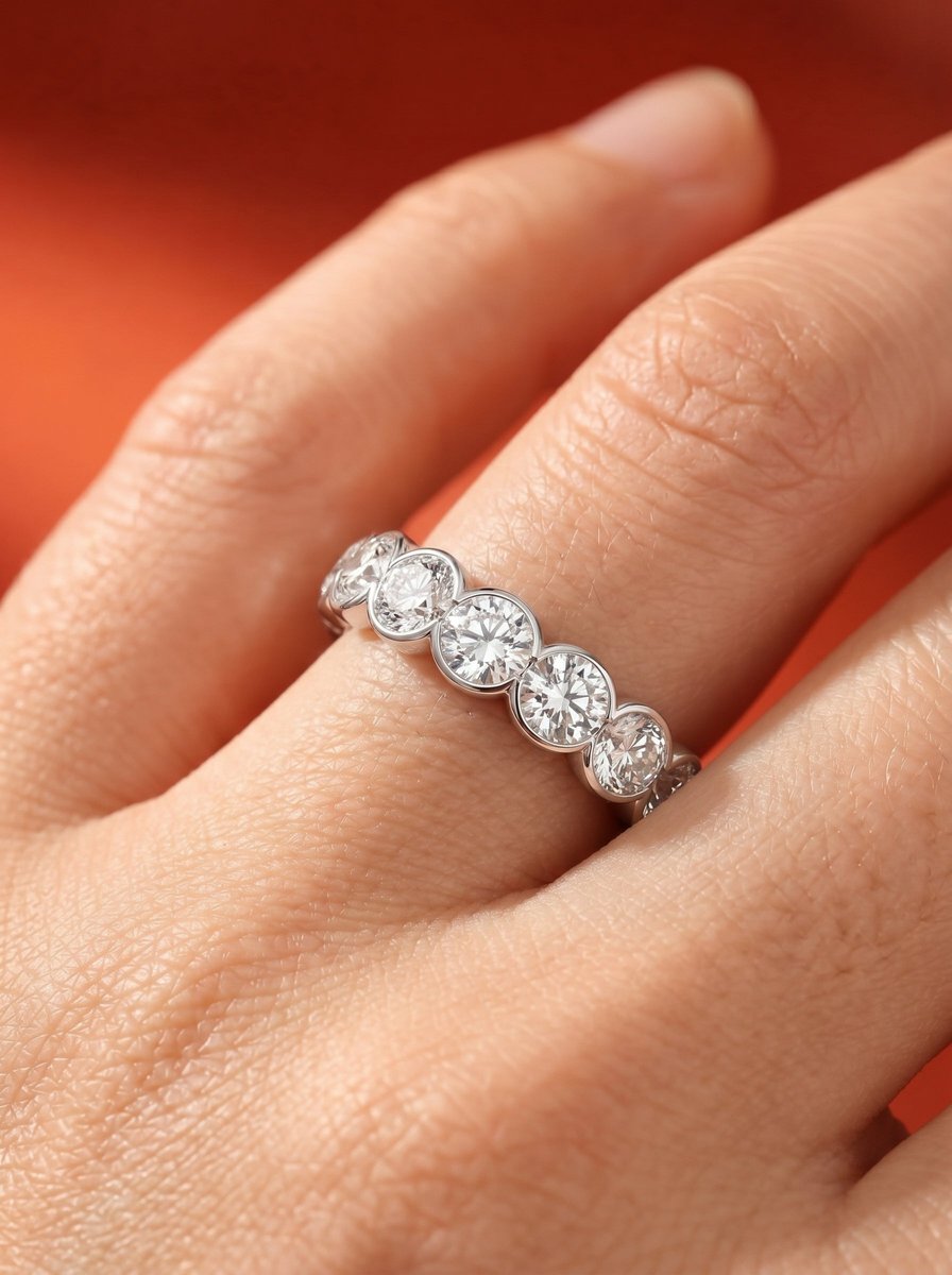 Velinda Lab Grown Round Diamond Wedding Ring - Platinum