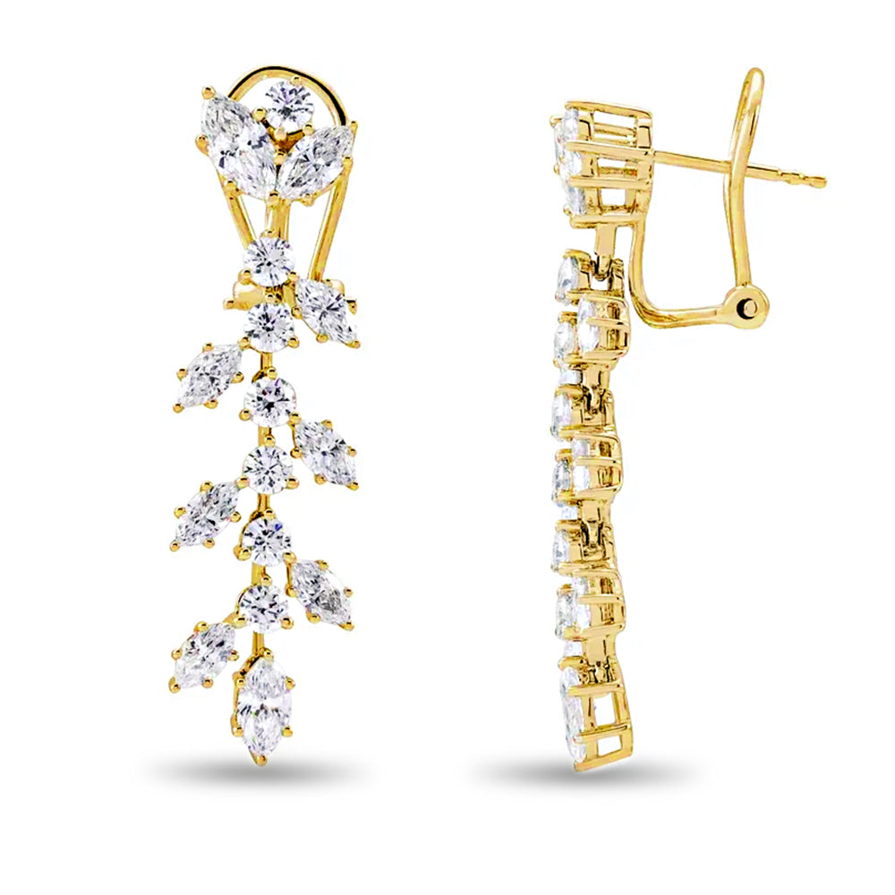 4.25 ct. Marquise Diamond Drop Earrings Flower Design - 14K Rose Gold - G-H Color SI1-SI2 Clarity