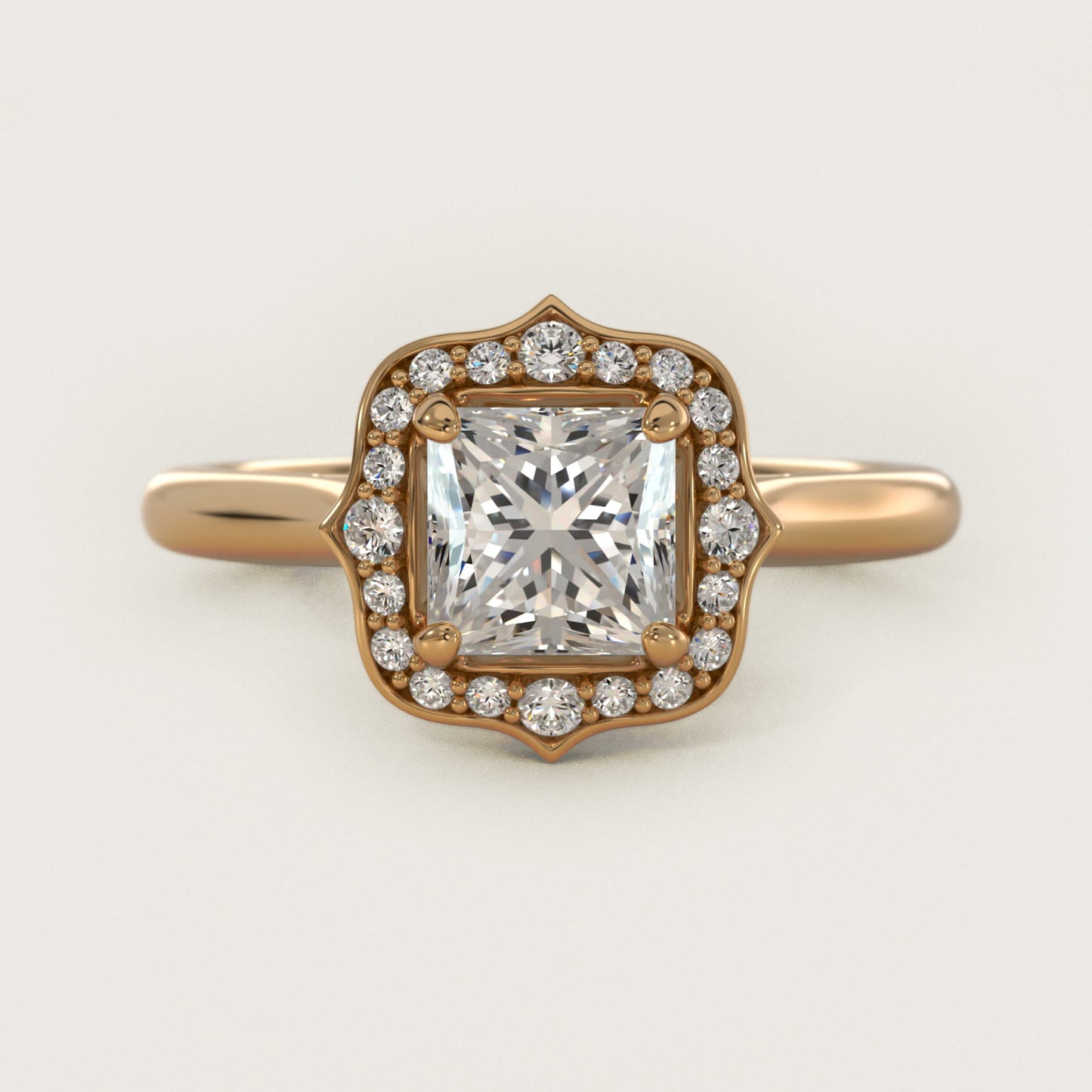 Antique Frame Halo Vintage-Style Engagement Ring In 14K Yellow Gold By James Allen - Princess Center
