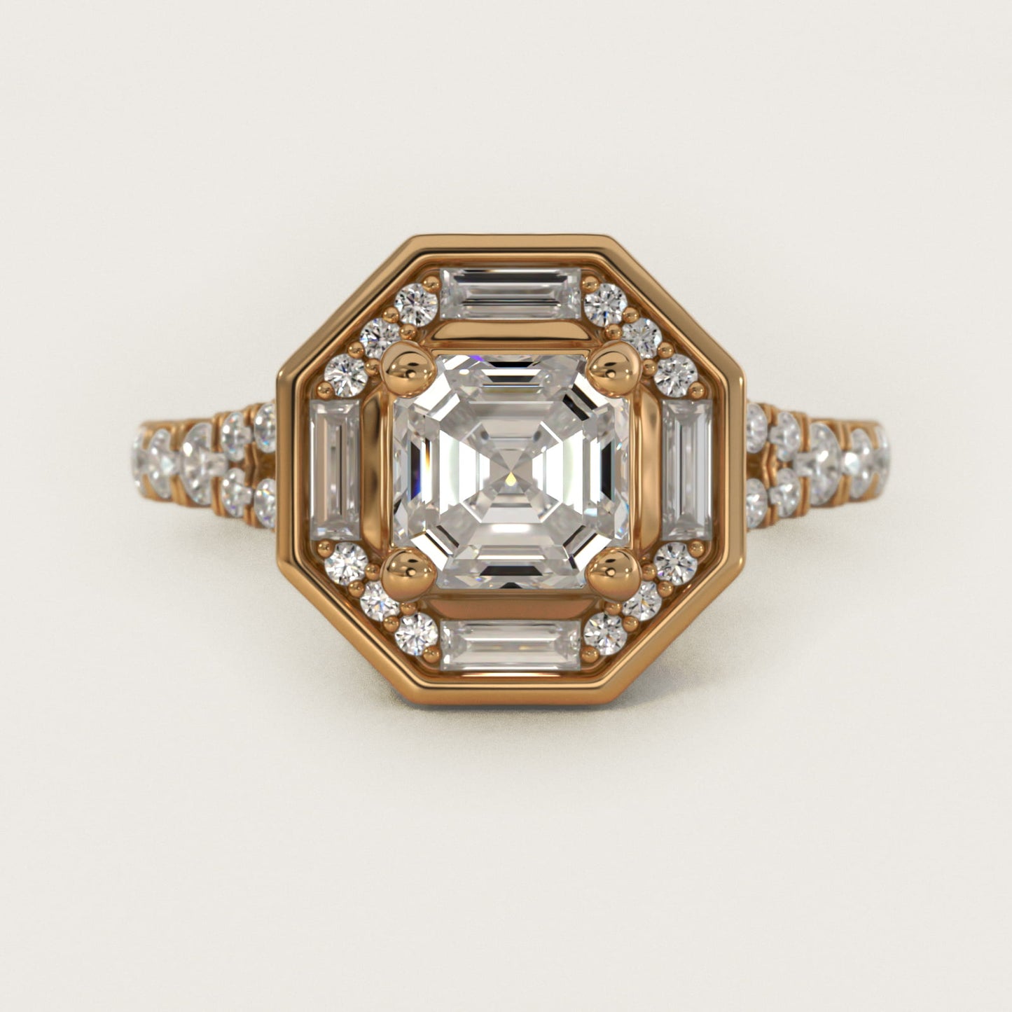 Art Deco Hexagon Halo Diamond Engagement Ring in 14k Yellow Gold (3/4 ct. tw.) By Zac Zac Posen - Asscher Center