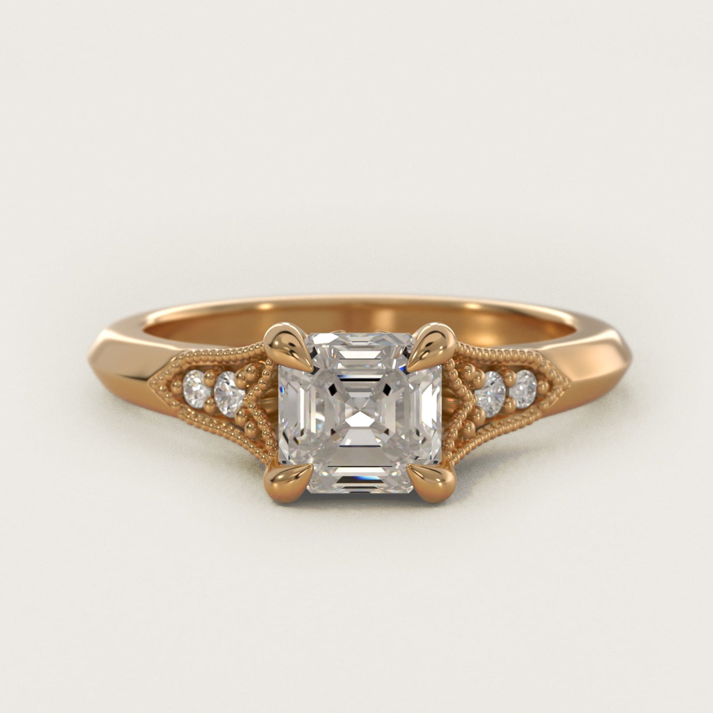Art Deco Inspired Fleur-De-Lis PavŽ Vintage-Style Engagement Ring In 14K Yellow Gold By James Allen - Asscher Center