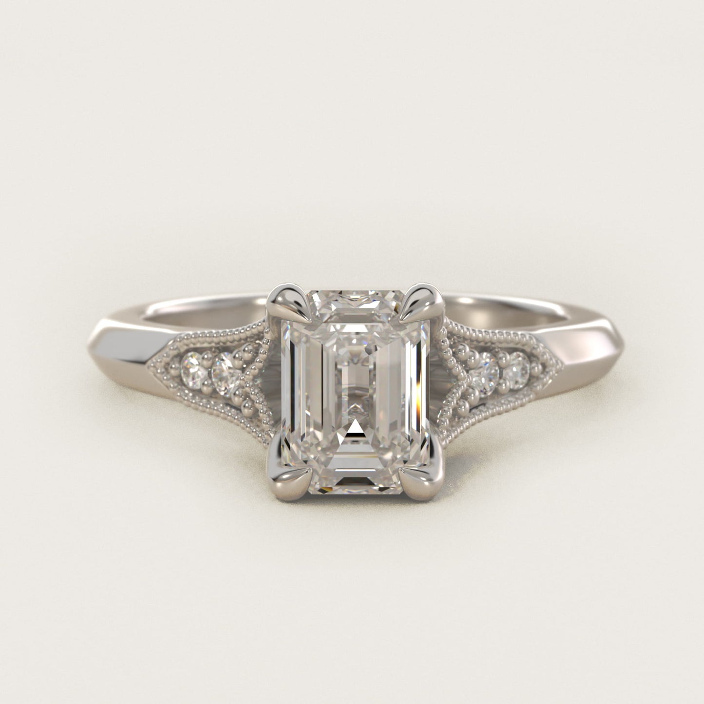Art Deco Inspired Fleur-De-Lis PavŽ Vintage-Style Engagement Ring In 14K White Gold By James Allen - Emerald Center