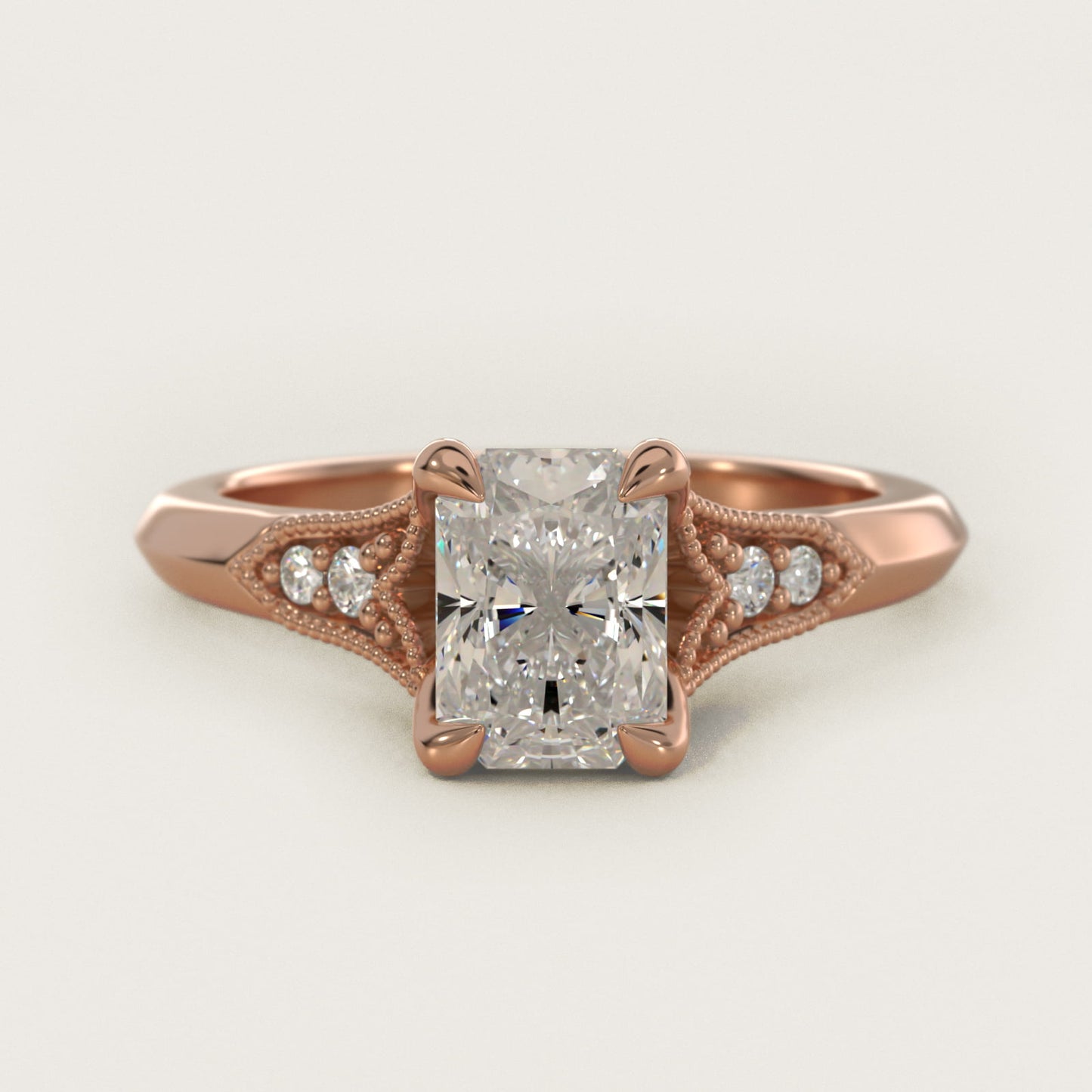 Art Deco Inspired Fleur-De-Lis PavŽ Vintage-Style Engagement Ring In 14K Rose Gold By James Allen - Radiant Center