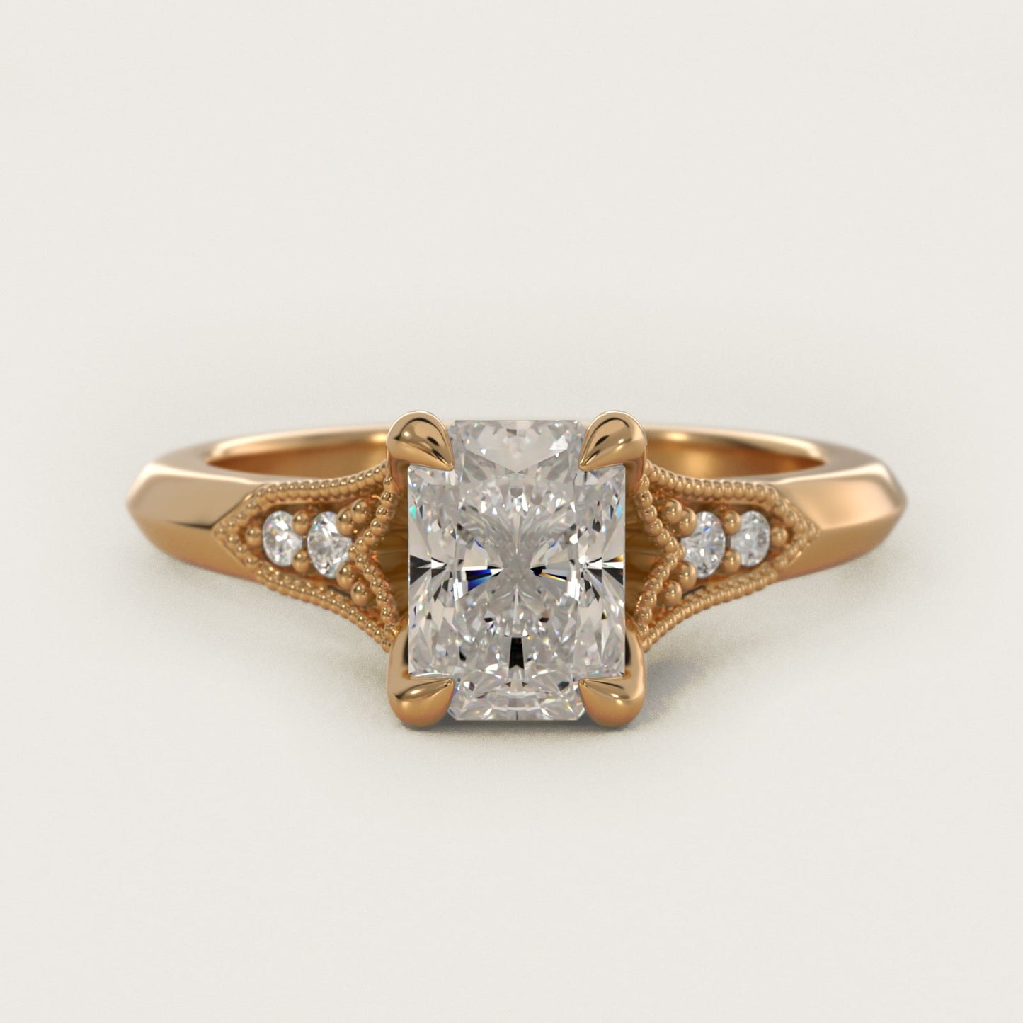 Art Deco Inspired Fleur-De-Lis PavŽ Vintage-Style Engagement Ring In 14K Yellow Gold By James Allen - Radiant Center