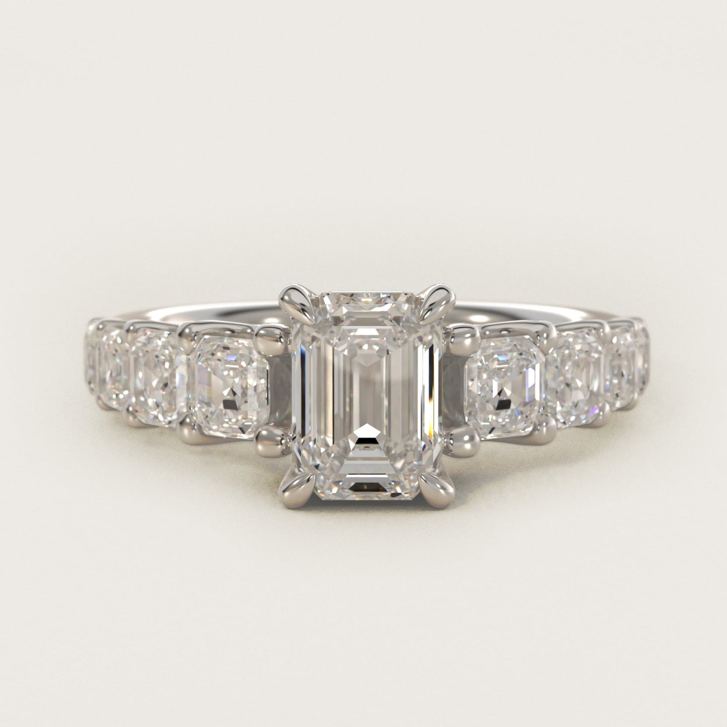 Asscher-Cut Diamond Engagement Ring in 14k White Gold - Emerald Center