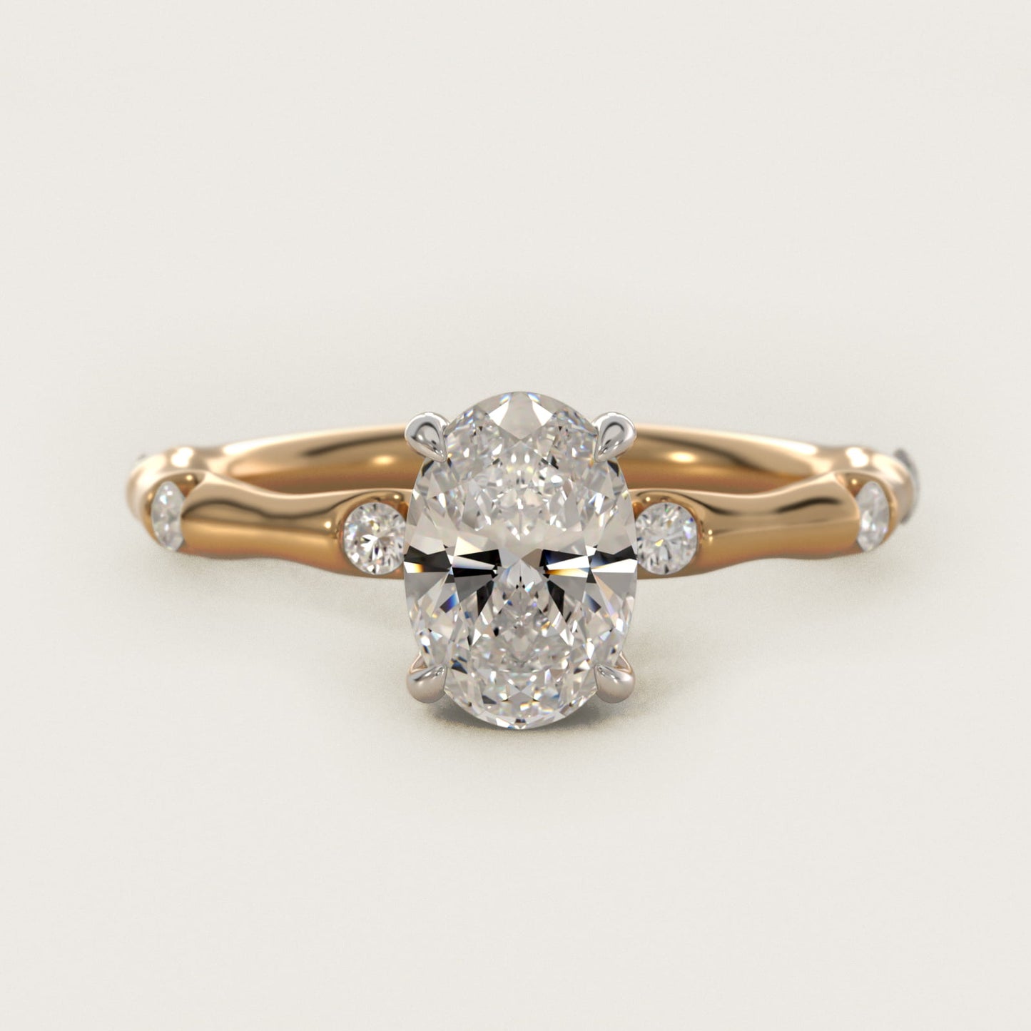 Bamboo Hidden Halo Side Stone Diamond Engagement Ring With Halo In 14K Yellow Gold By James Allen - Oval Center