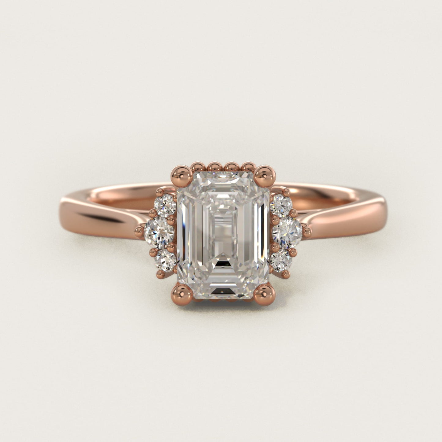 Bead Accent PavŽ Trio Side Stone Diamond Engagement Ring In 14K Rose Gold By James Allen - Emerald Center
