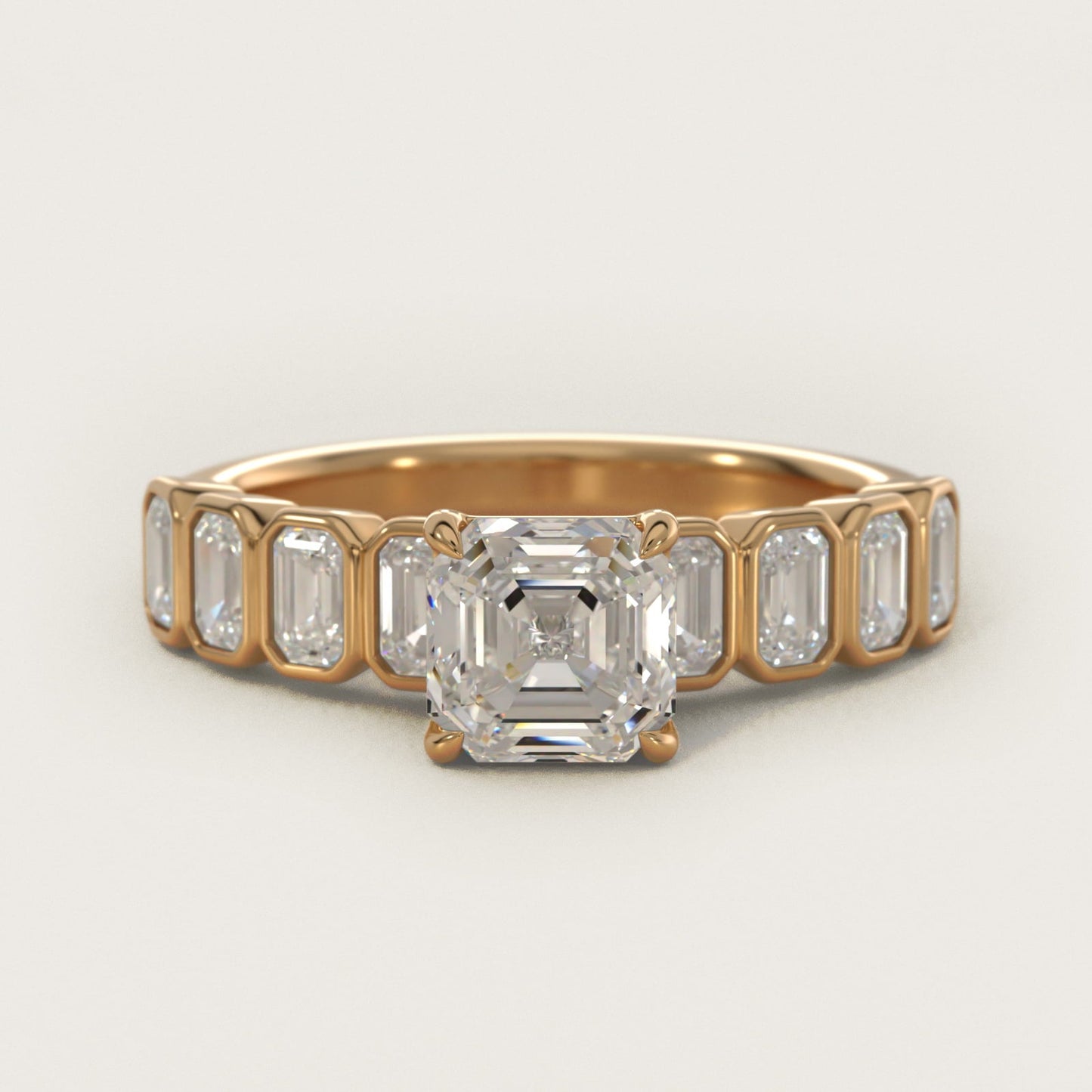 Bezel Set Emerald Cut Side Stone Diamond Engagement Ring In 18k Yellow Gold By James Allen - Asscher Center