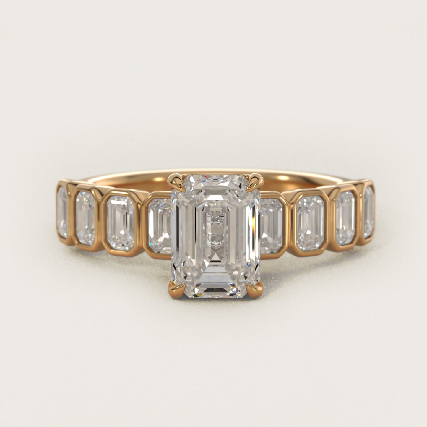 Bezel Set Emerald Cut Side Stone Diamond Engagement Ring In 14K Yellow Gold By James Allen - Emerald Center