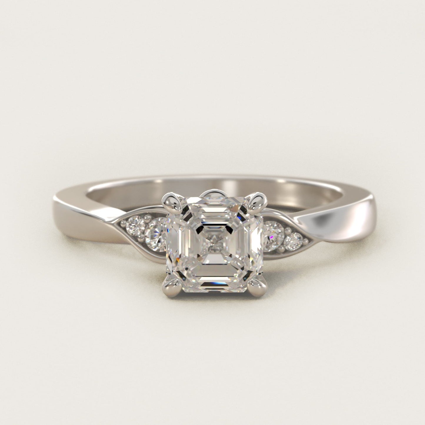 Blossoming Vine Side Stone Diamond Engagement Ring In 18k White Gold By James Allen - Asscher Center