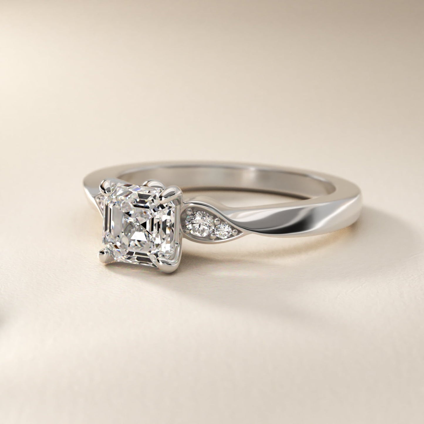 Blossoming Vine Side Stone Diamond Engagement Ring In Platinum By James Allen - Asscher Center