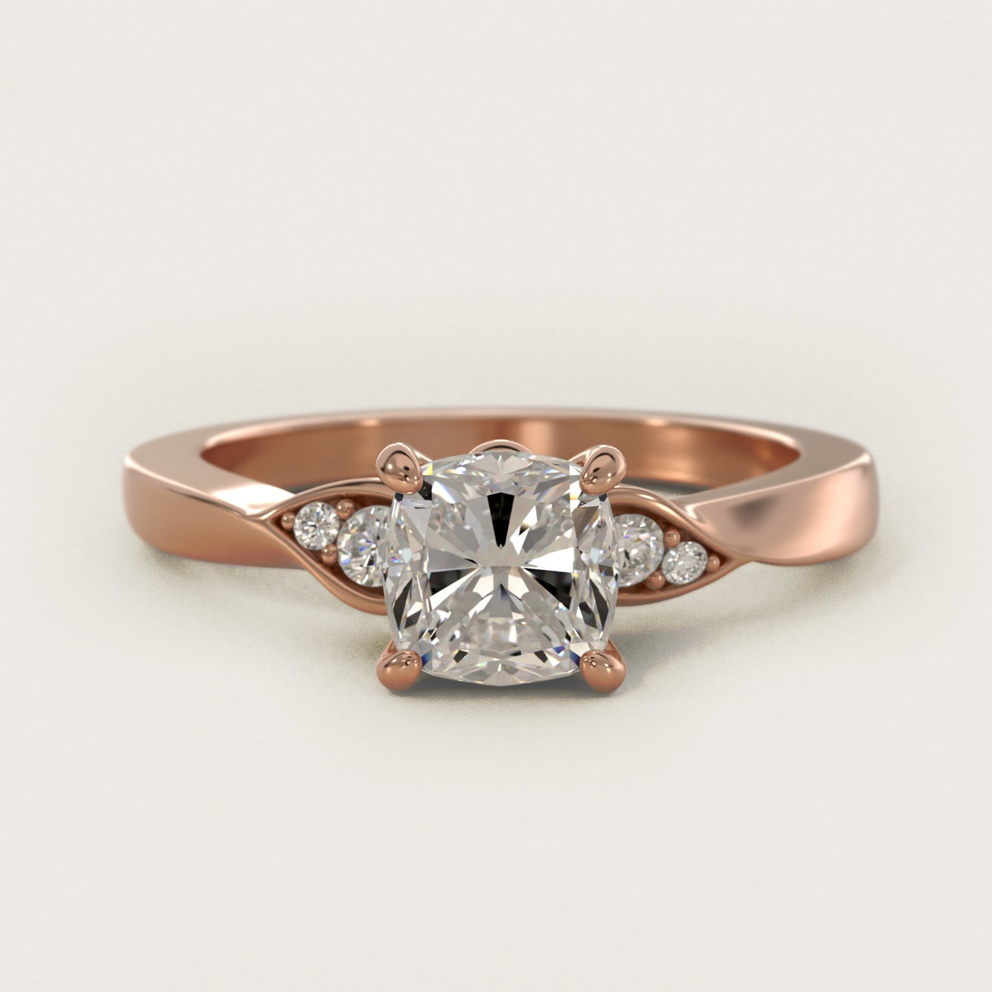 Blossoming Vine Side Stone Diamond Engagement Ring In 14K Rose Gold By James Allen - Cushion Center