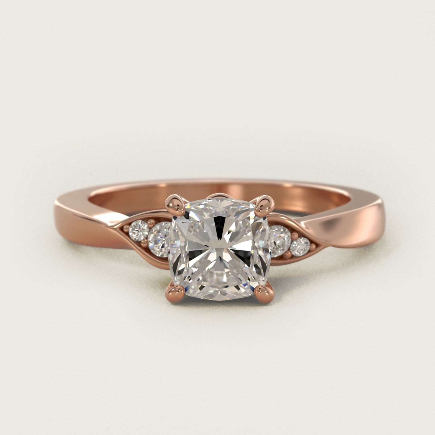 Blossoming Vine Side Stone Diamond Engagement Ring In 18k Rose Gold By James Allen - Cushion Center