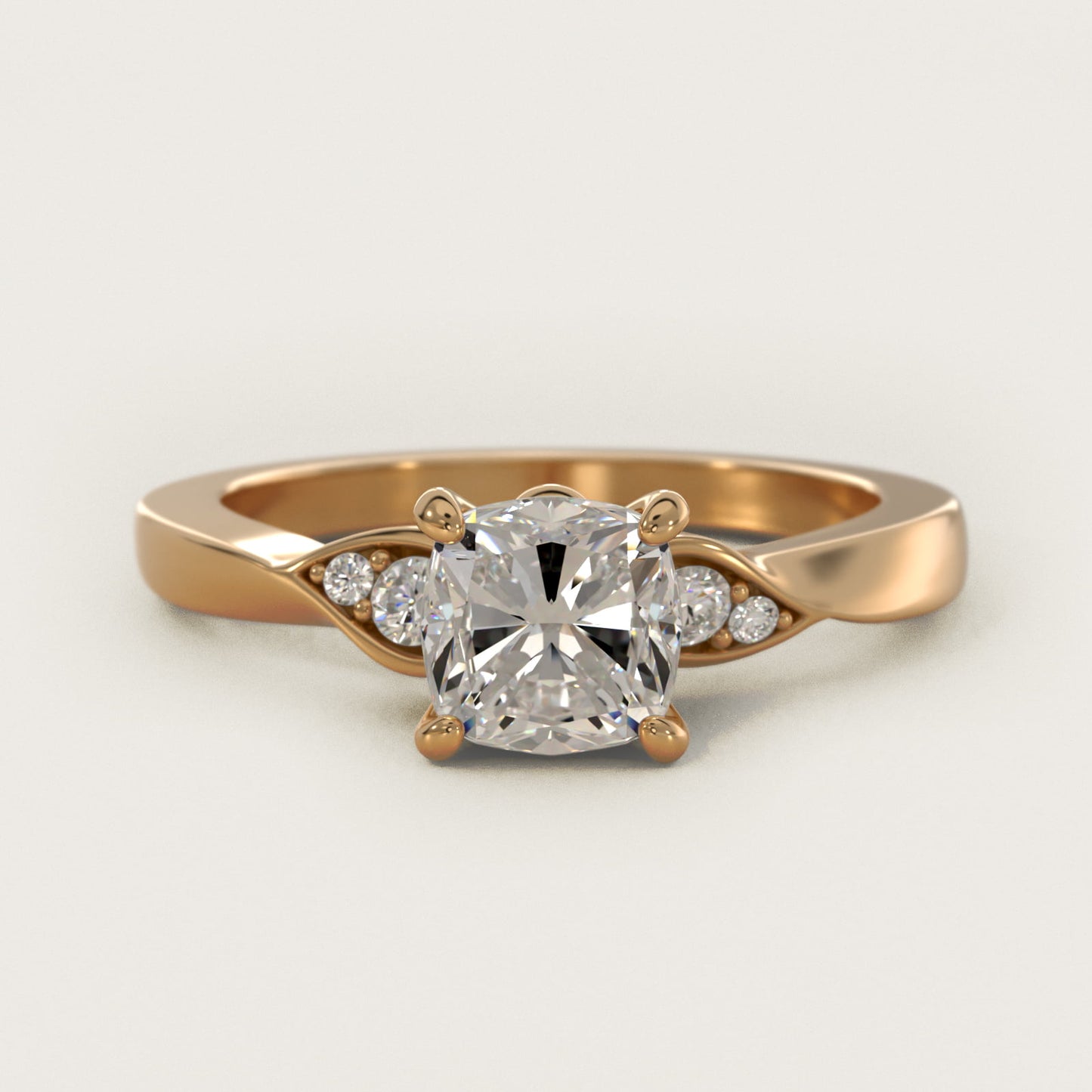 Blossoming Vine Side Stone Diamond Engagement Ring In 14K Yellow Gold By James Allen - Cushion Center