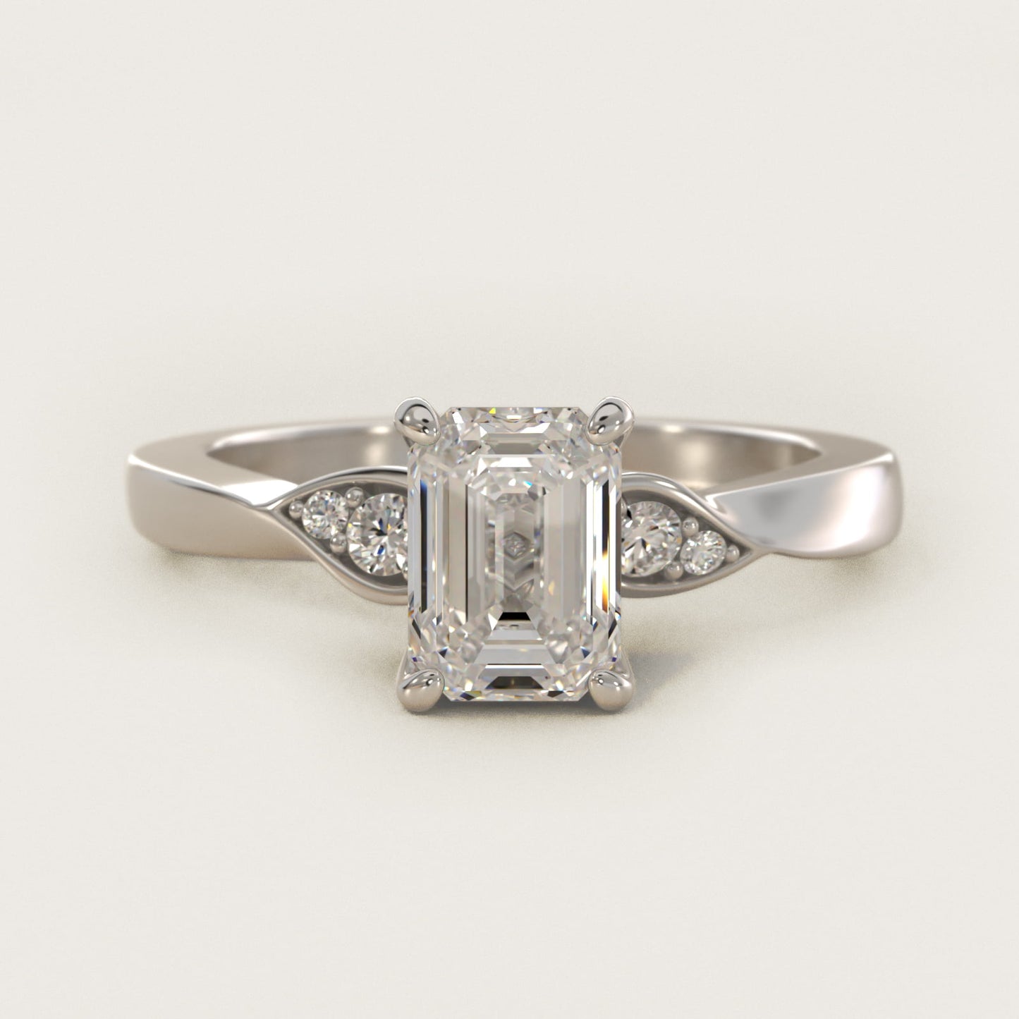 Blossoming Vine Side Stone Diamond Engagement Ring In 14K White Gold By James Allen - Emerald Center