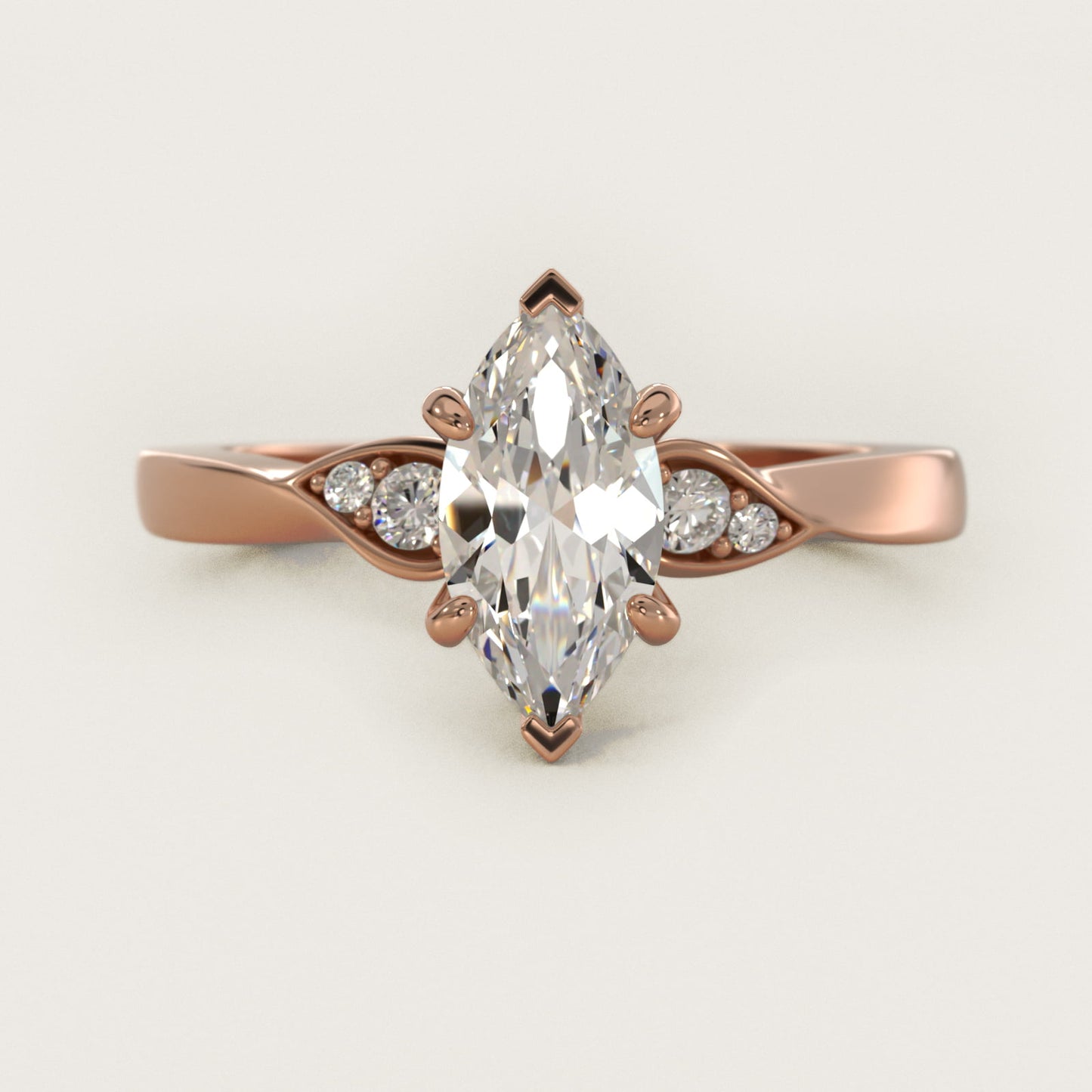 Blossoming Vine Side Stone Diamond Engagement Ring In 14K Rose Gold By James Allen - Marquise Center