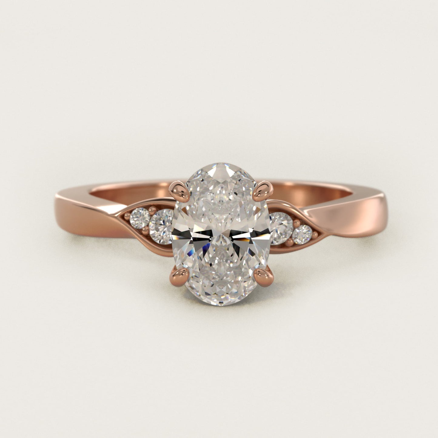 Blossoming Vine Side Stone Diamond Engagement Ring In 14K Rose Gold By James Allen - Oval Center