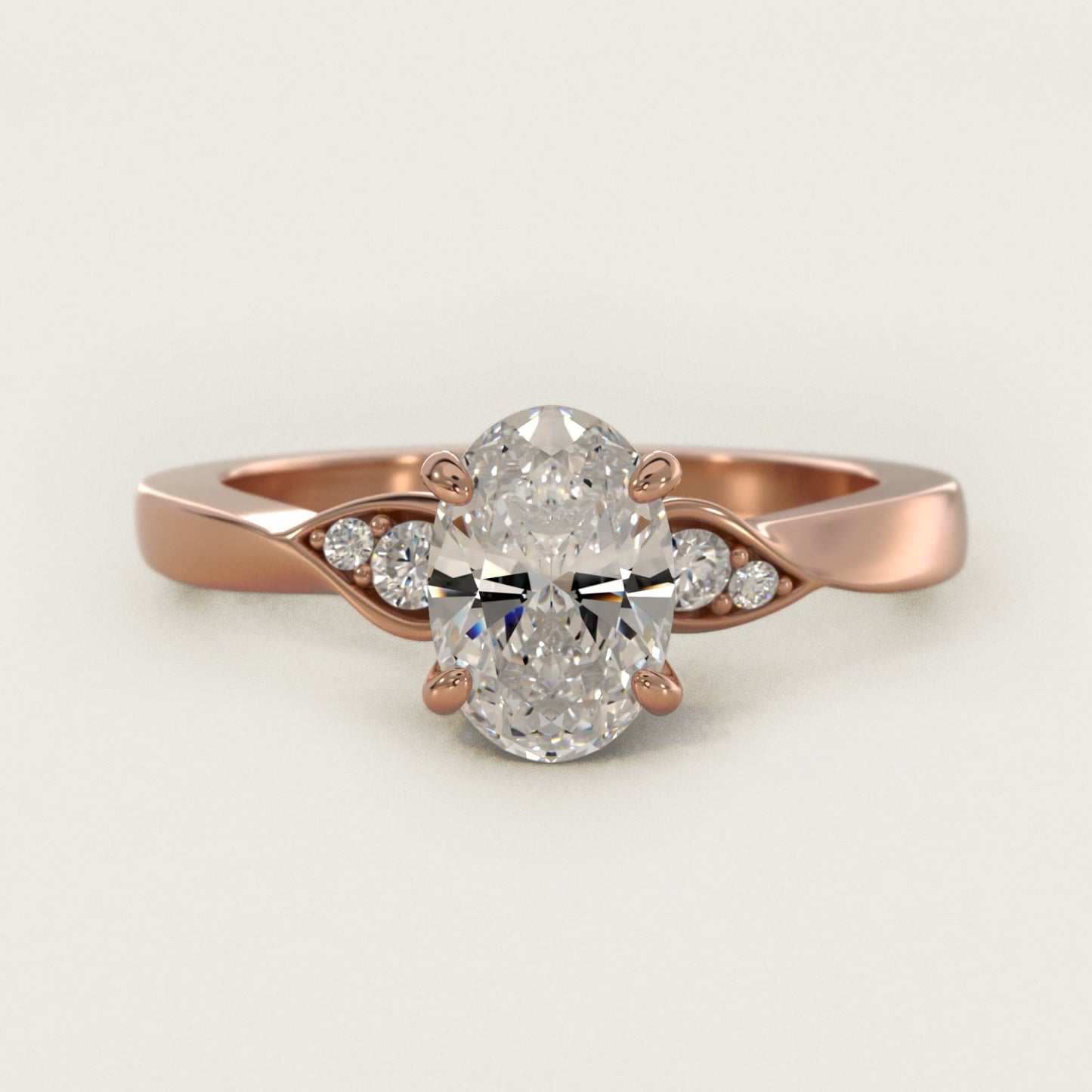 Blossoming Vine Side Stone Diamond Engagement Ring In 18k Rose Gold By James Allen - Oval Center