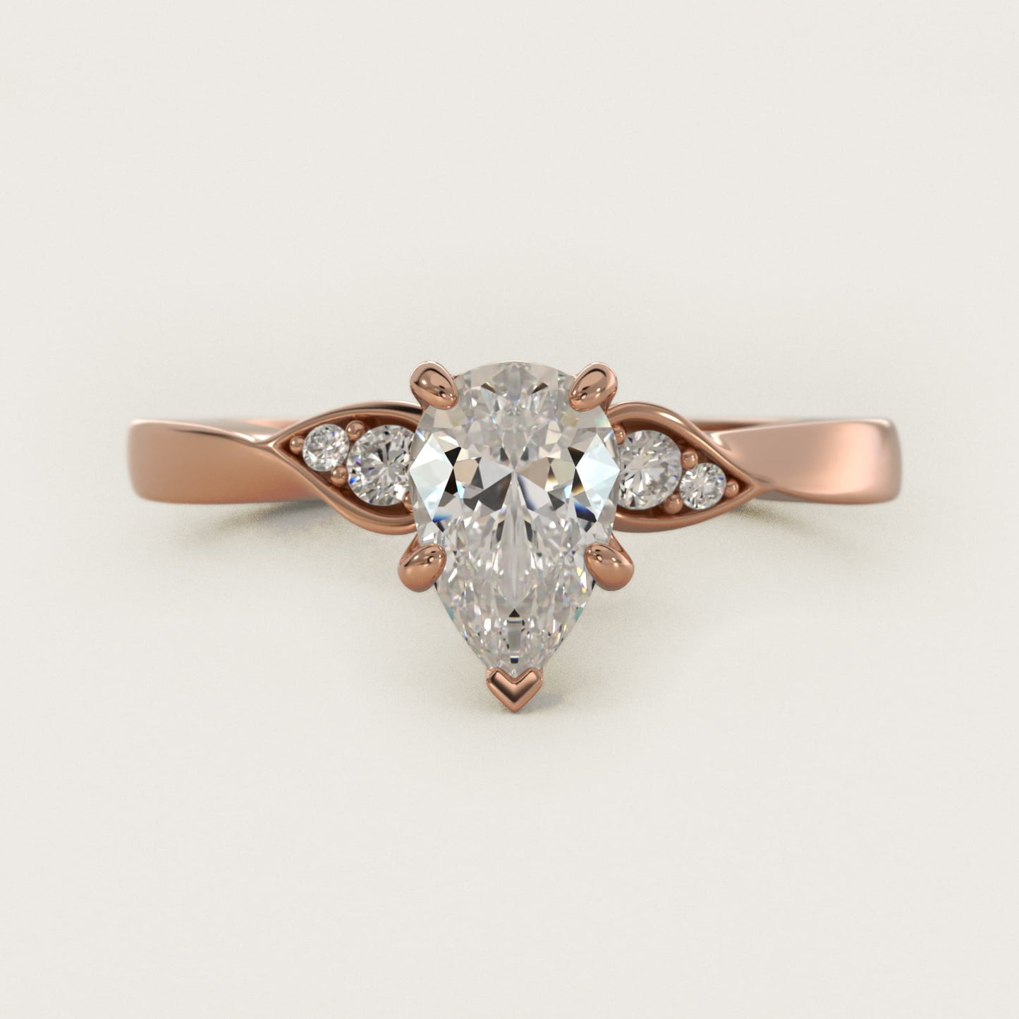 Blossoming Vine Side Stone Diamond Engagement Ring In 14K Rose Gold By James Allen - Pear Center