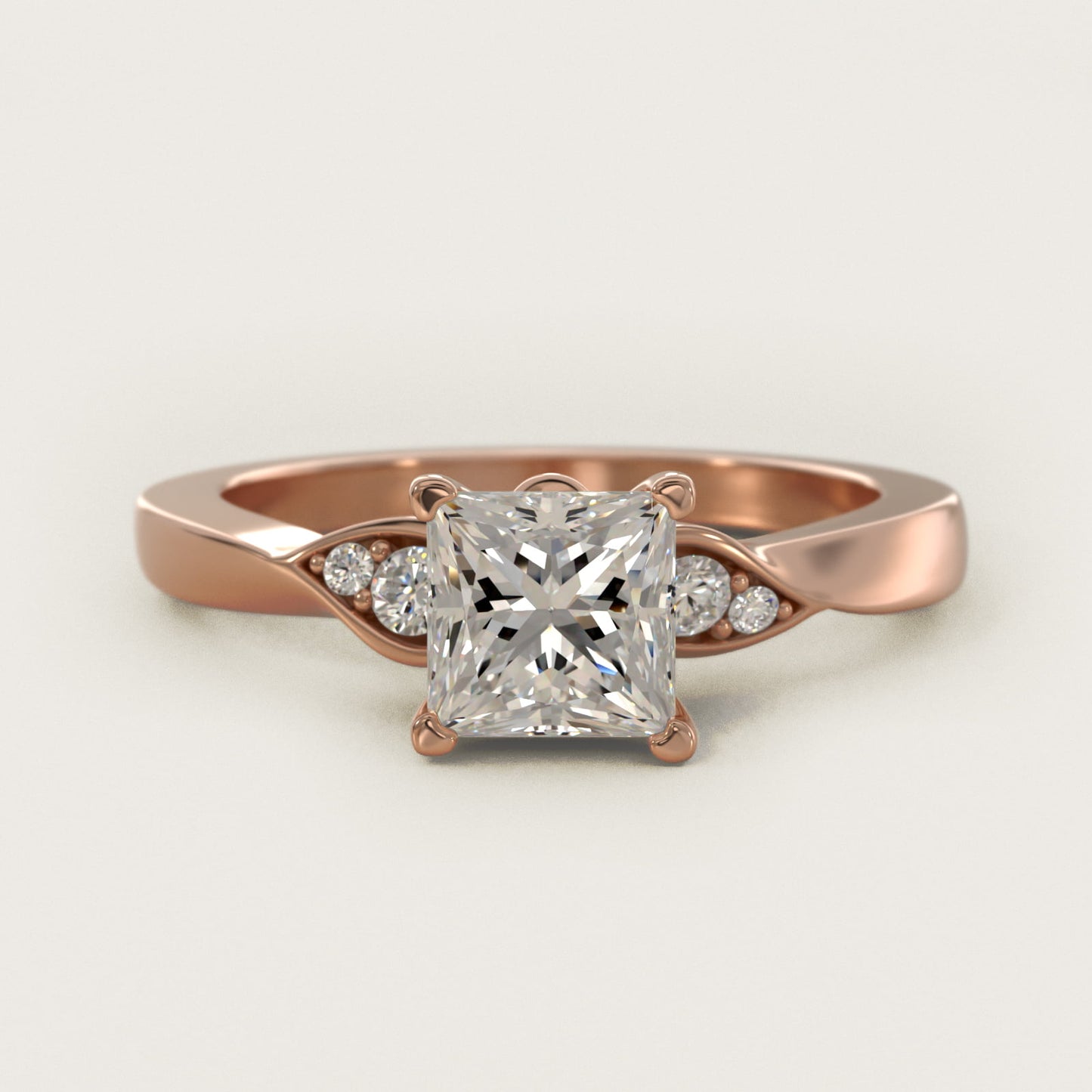 Blossoming Vine Side Stone Diamond Engagement Ring In 14K Rose Gold By James Allen - Princess Center