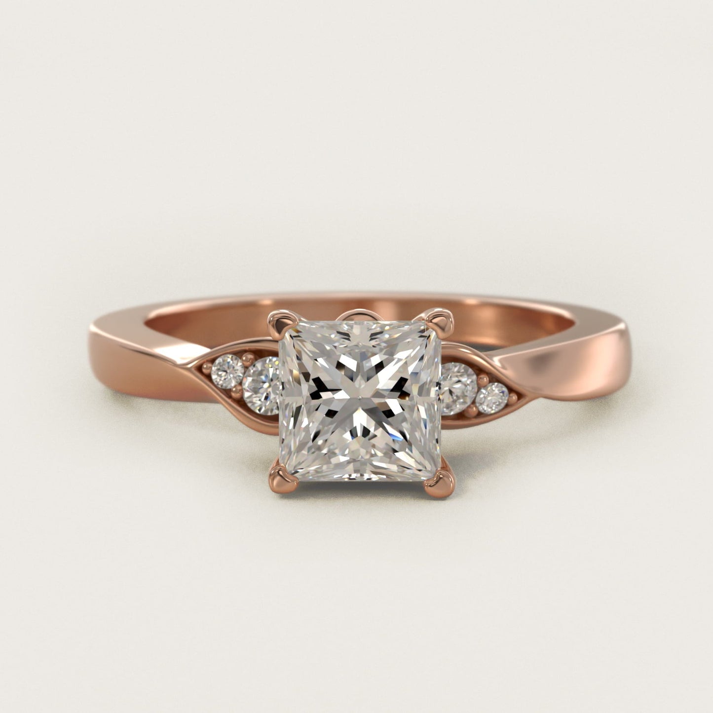 Blossoming Vine Side Stone Diamond Engagement Ring In 18k Rose Gold By James Allen - Princess Center