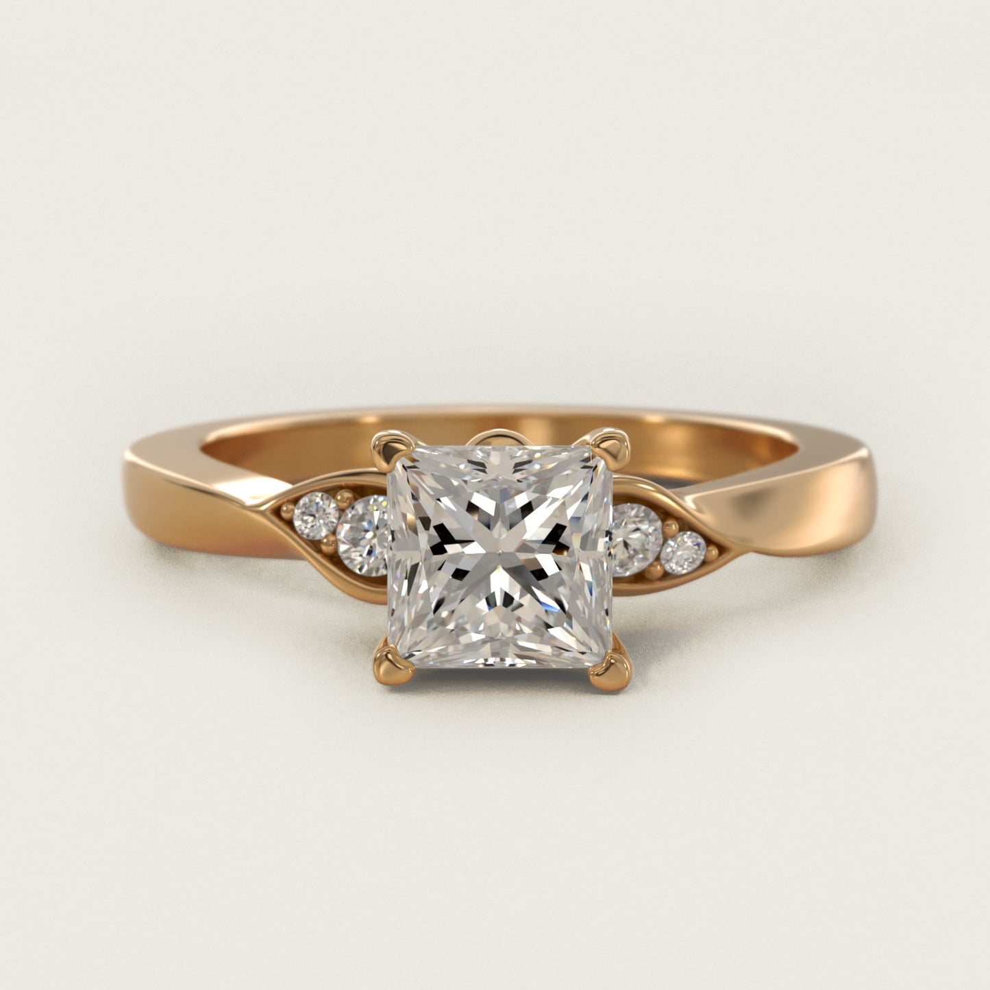 Blossoming Vine Side Stone Diamond Engagement Ring In 14K Yellow Gold By James Allen - Princess Center