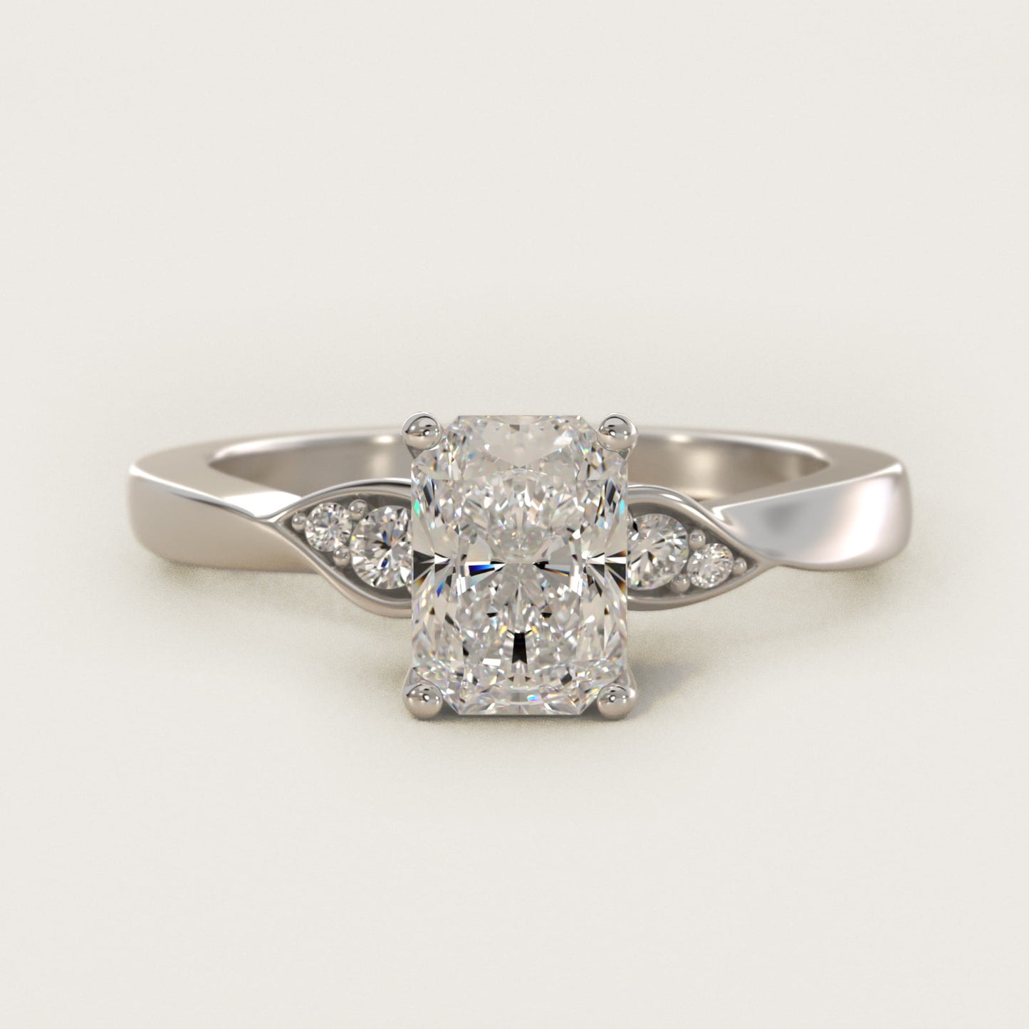 Blossoming Vine Side Stone Diamond Engagement Ring In 14K White Gold By James Allen - Radiant Center