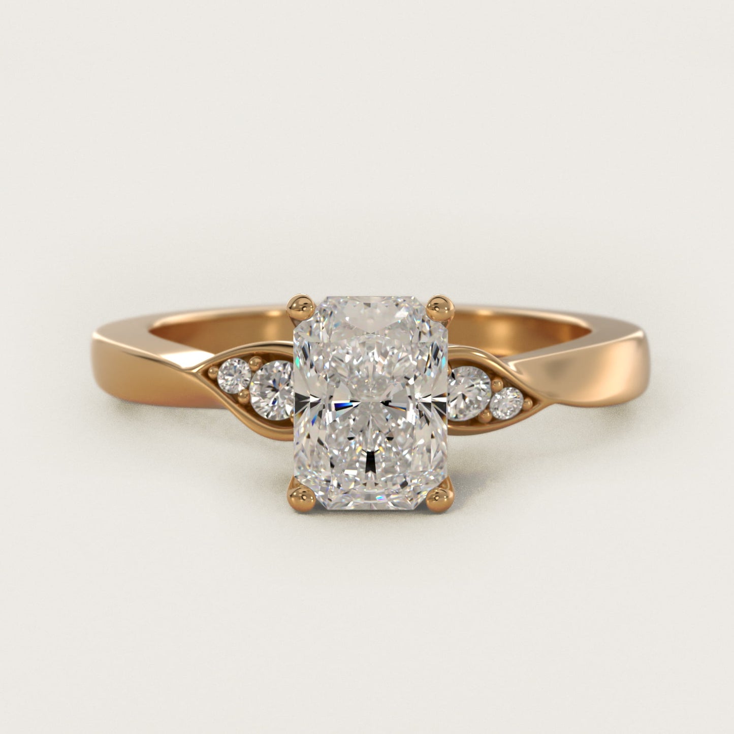 Blossoming Vine Side Stone Diamond Engagement Ring In 14K Yellow Gold By James Allen - Radiant Center