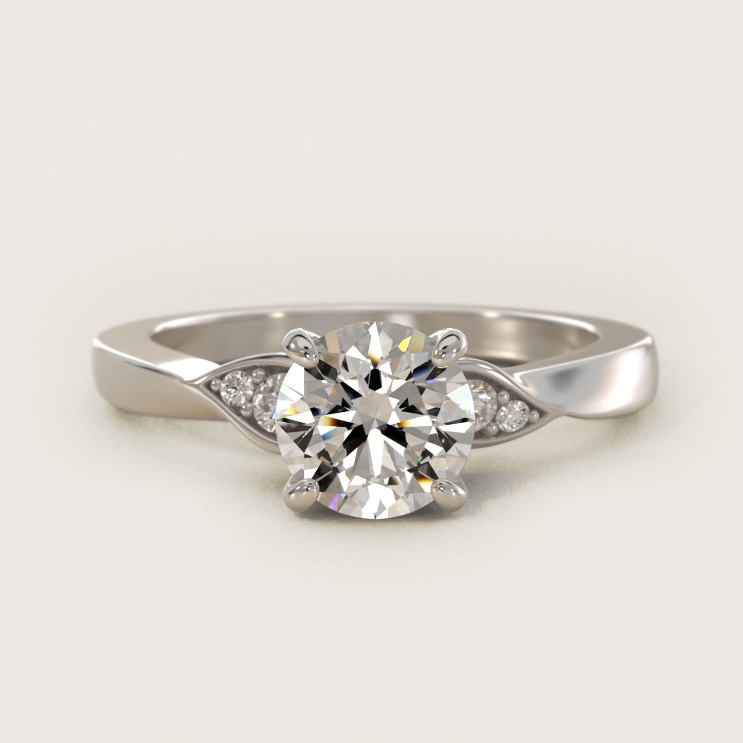 Blossoming Vine Side Stone Diamond Engagement Ring In 18k White Gold By James Allen - Round Center