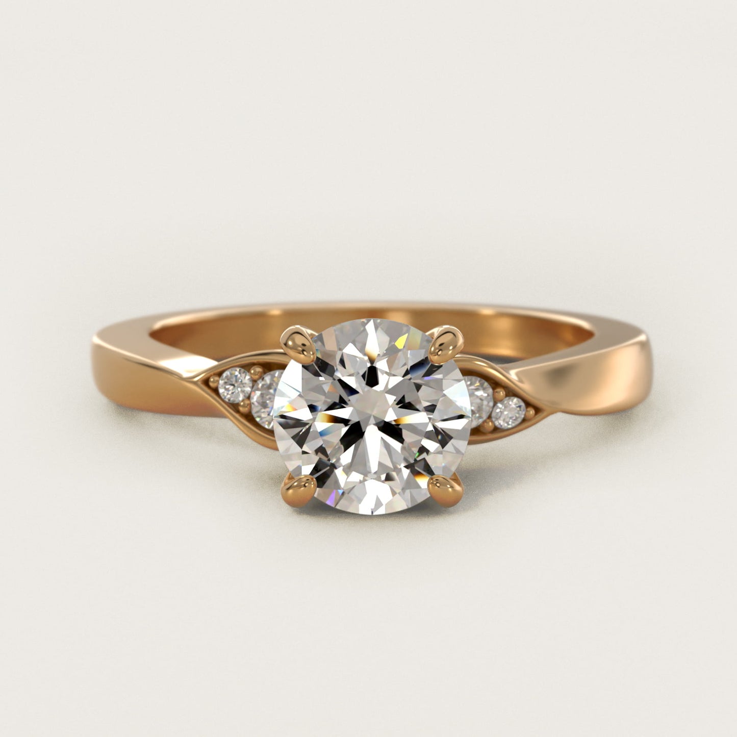 Blossoming Vine Side Stone Diamond Engagement Ring In 14K Yellow Gold By James Allen - Round Center