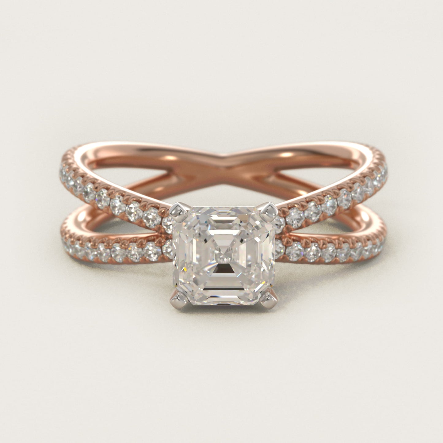 Blue Nile Studio Empress Diamond Engagement Ring in 18k Rose Gold (1/3 ct. tw.) - Asscher Center