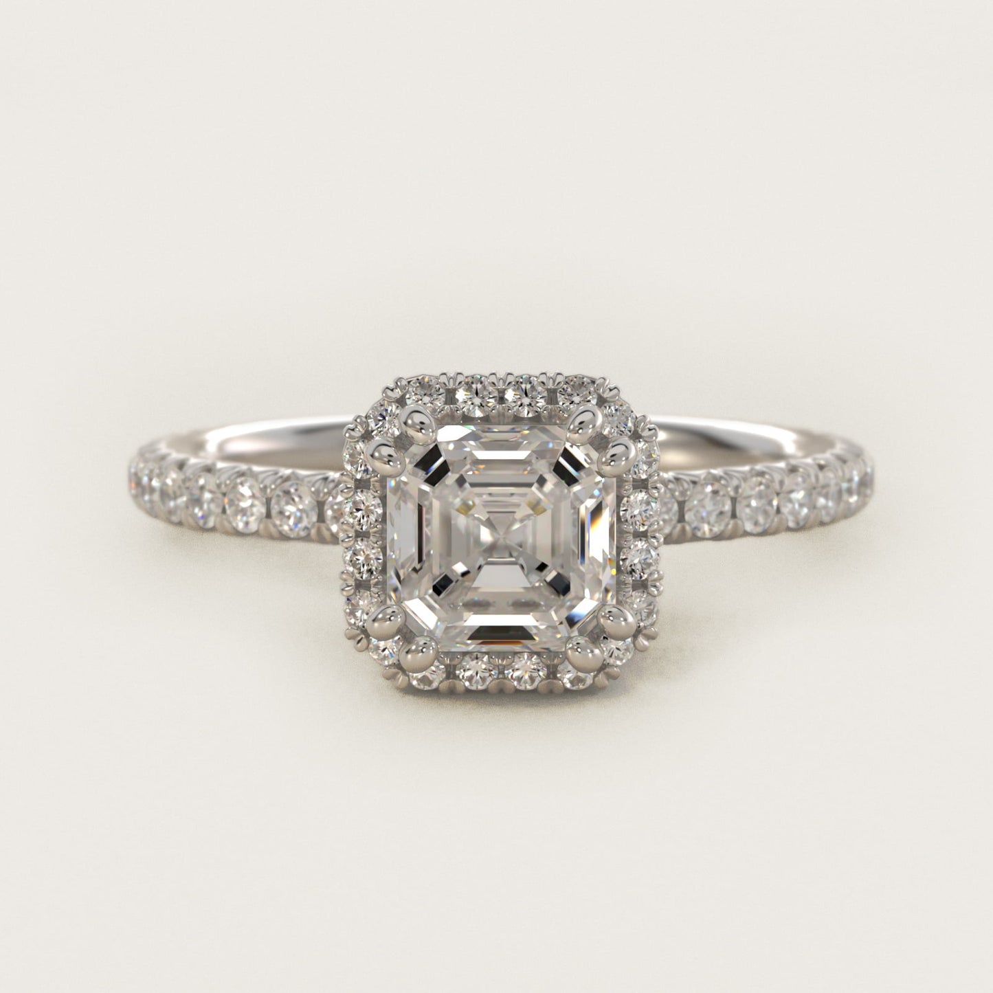 Blue Nile Studio Heiress Halo Diamond Engagement Ring in 14K White Gold - Asscher Center