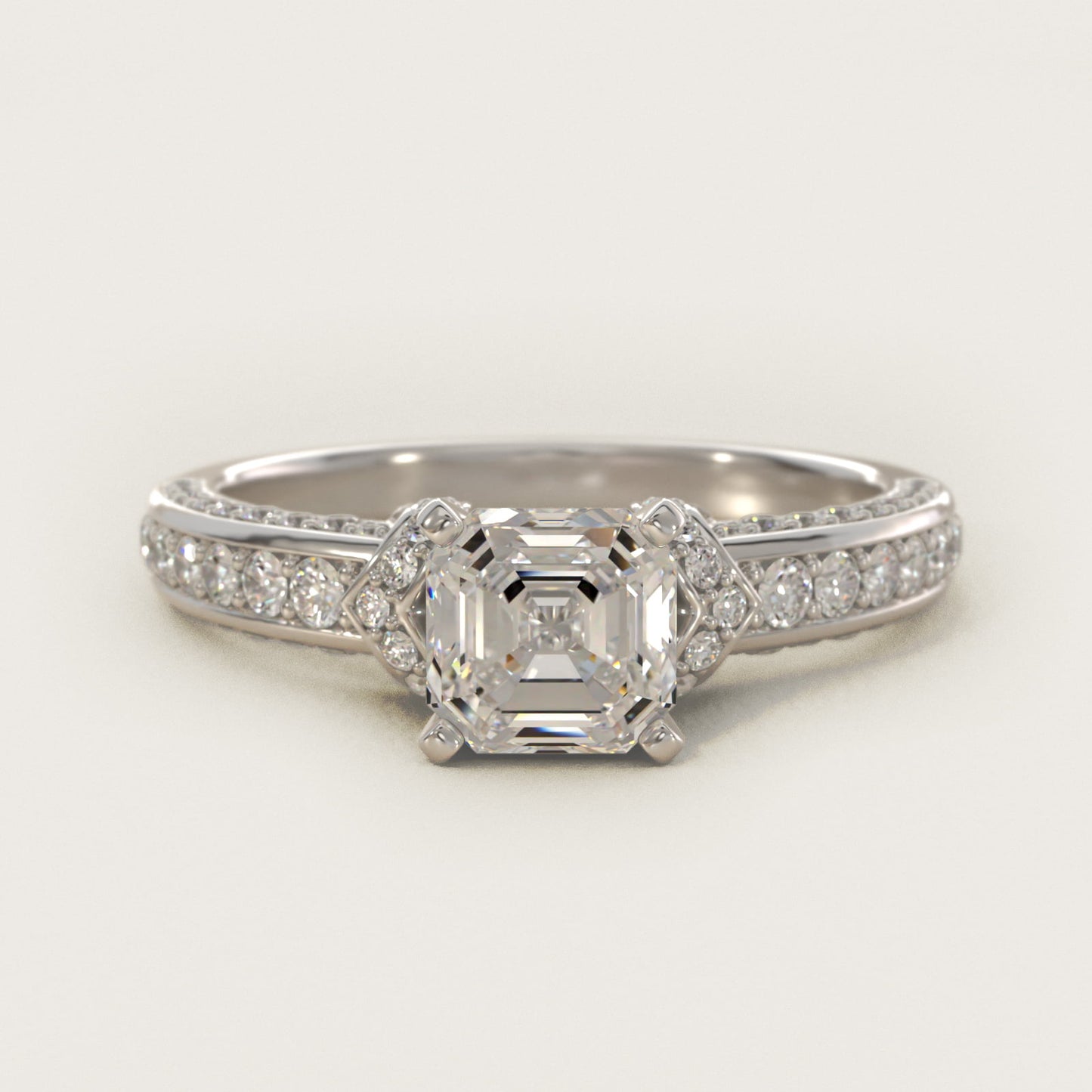 Blue Nile Studio Imperial MicropavŽ Diamond Engagement Ring in 14k White Gold (3/8 ct. tw.) - Asscher Center