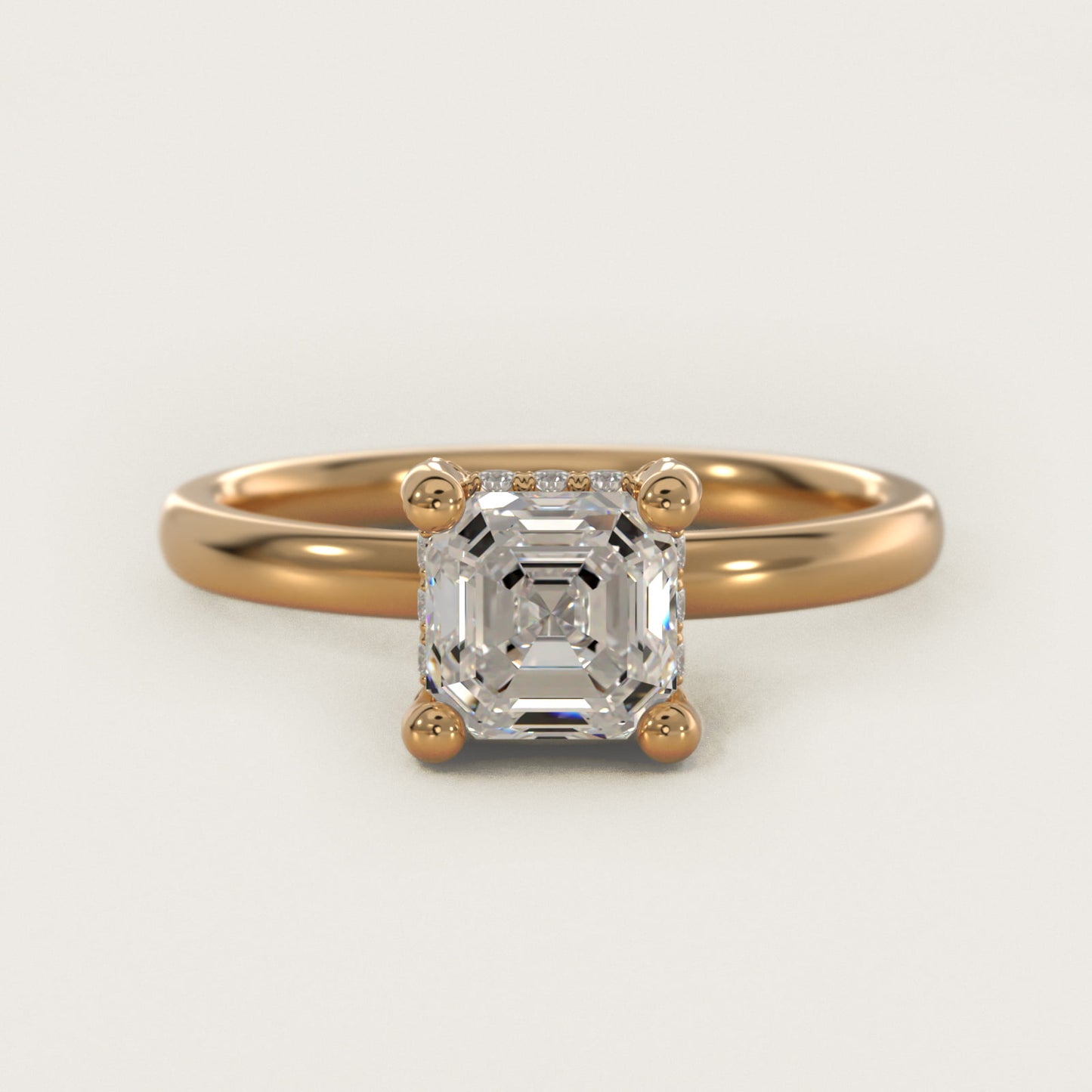 Blue Nile Studio French PavŽ Diamond Crown Solitaire Engagement Ring in 14K Yellow Gold (1/6 ct. tw.) - Asscher Center