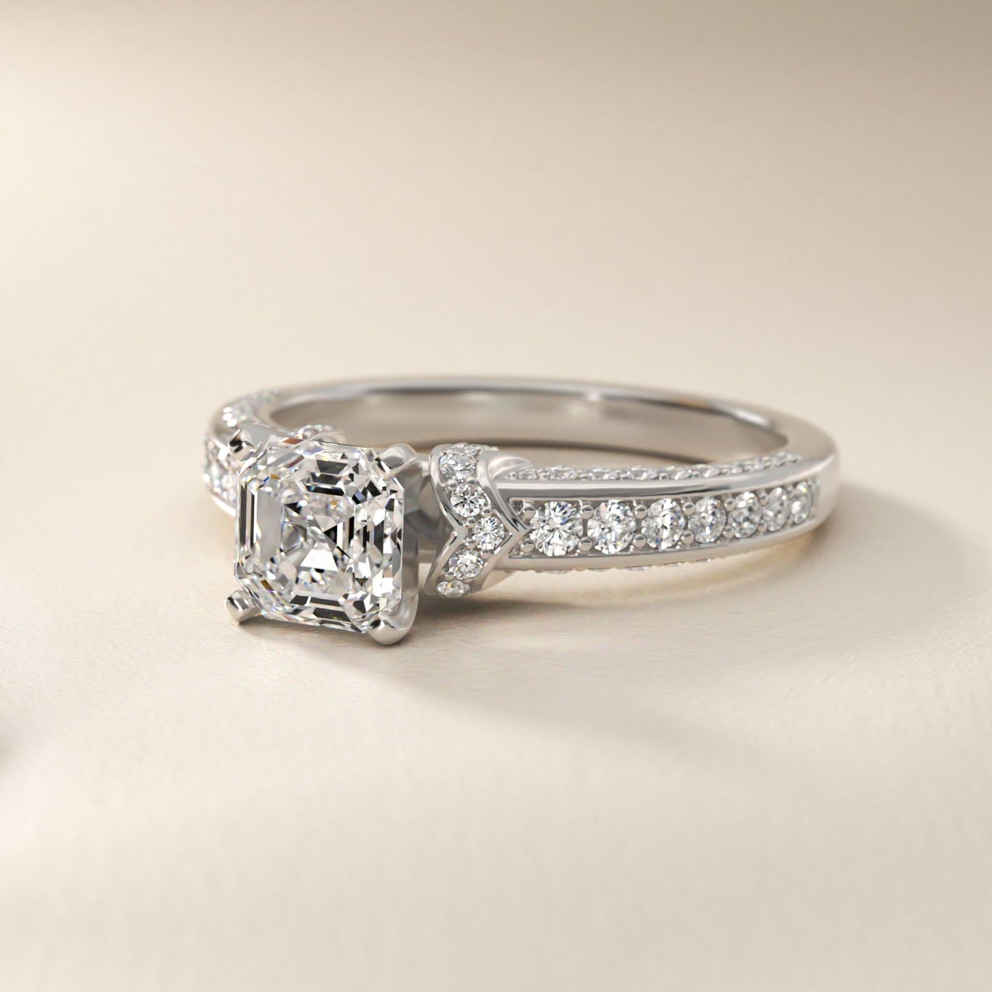 Blue Nile Studio Imperial Micropav? Diamond Engagement Ring in Platinum (3/8 ct. tw.) - Asscher Center