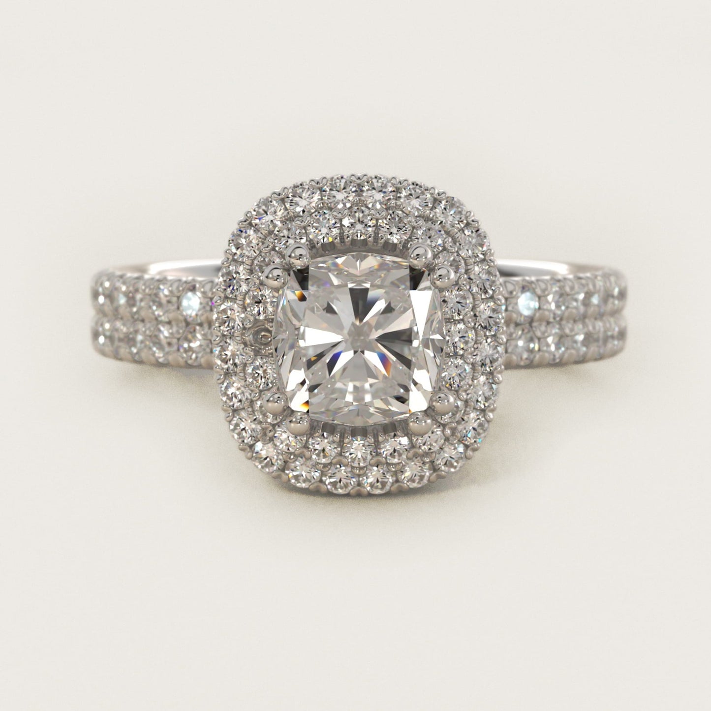 Blue Nile Studio Imperial Micropav? Diamond Engagement Ring in 18k White Gold (3/8 ct. tw.) - Cushion Center