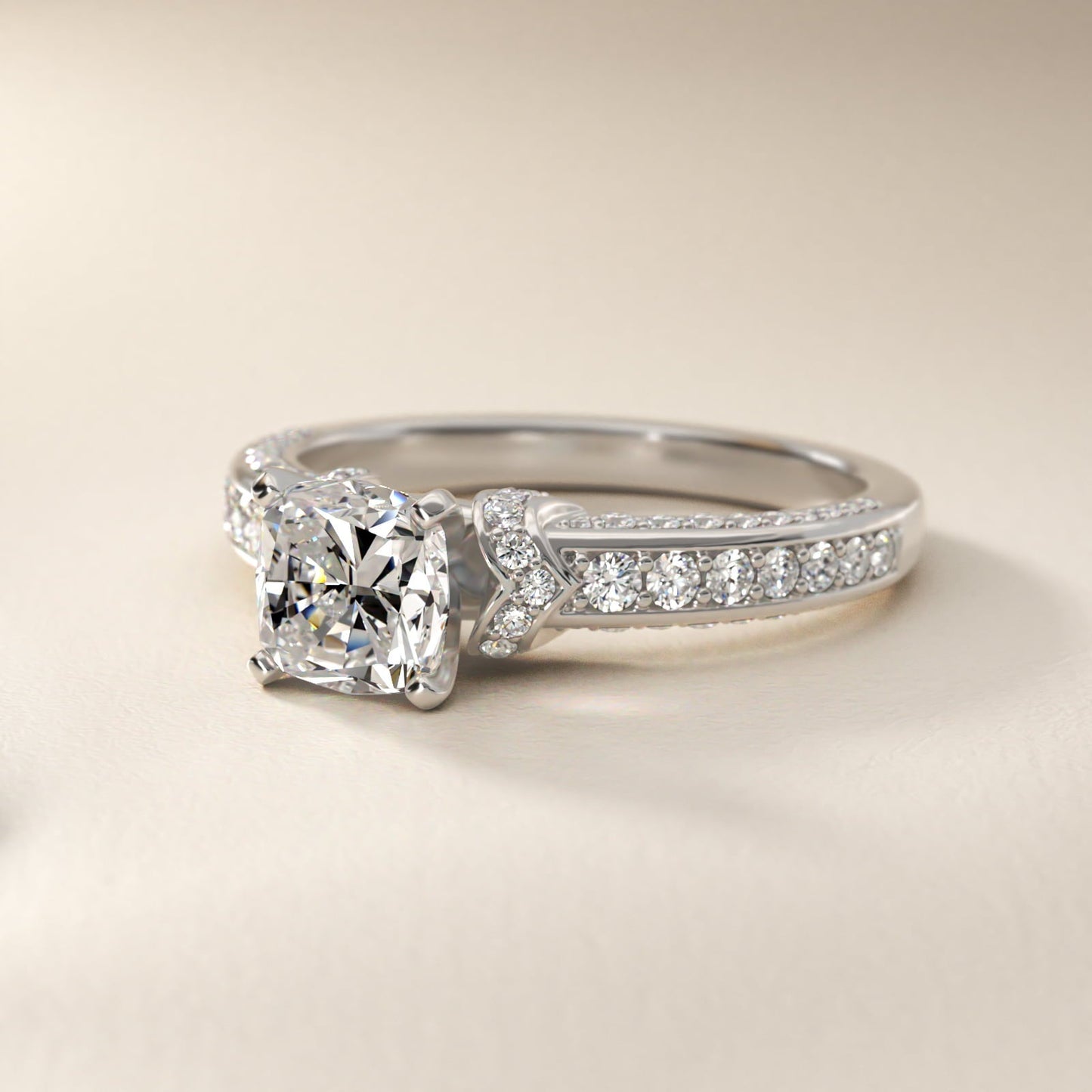Blue Nile Studio Imperial Micropav? Diamond Engagement Ring in Platinum (3/8 ct. tw.) - Cushion Center