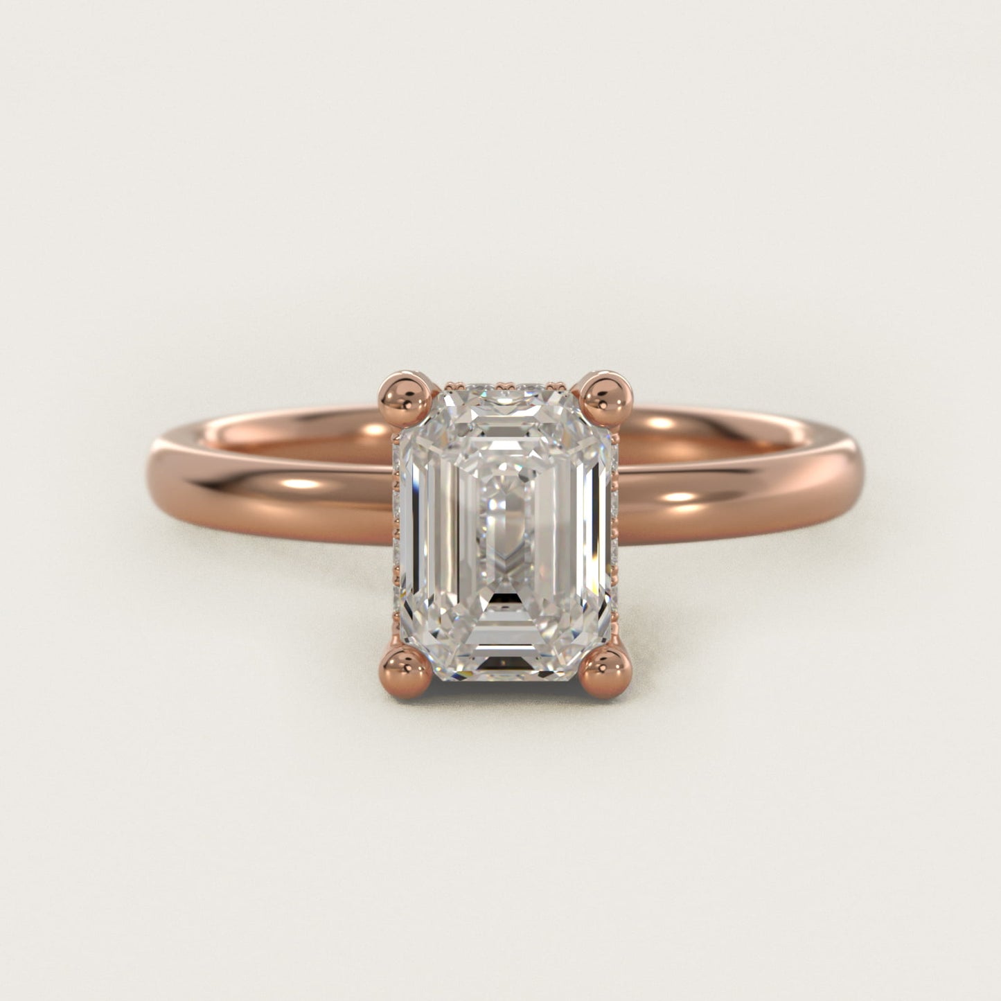 Blue Nile Studio French PavŽ Diamond Crown Solitaire Engagement Ring in 14k Rose Gold (1/6 ct. tw.) - Emerald Center