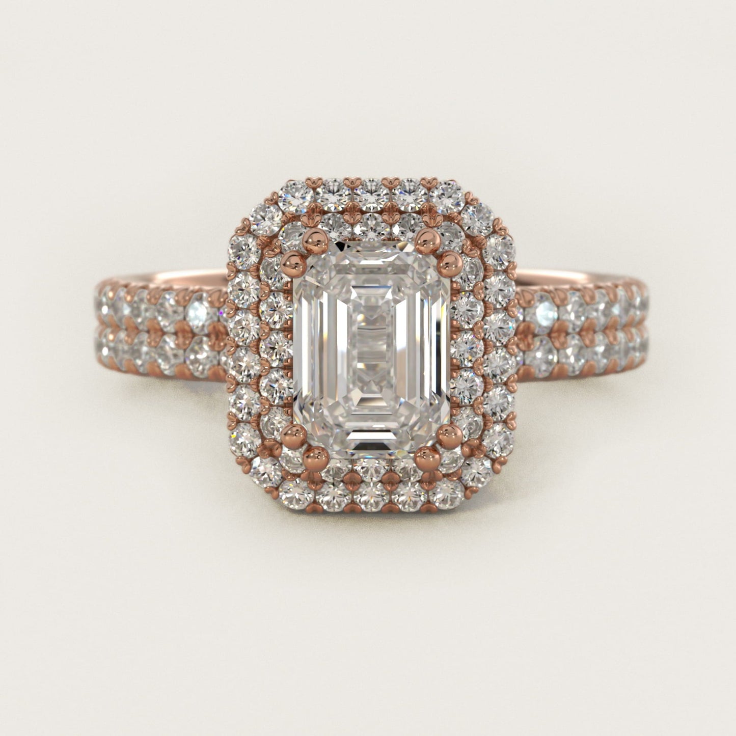 Blue Nile Studio French Pav? Diamond Crown Solitaire Engagement Ring in 18k Rose Gold (1/6 ct. tw.) - Emerald Center