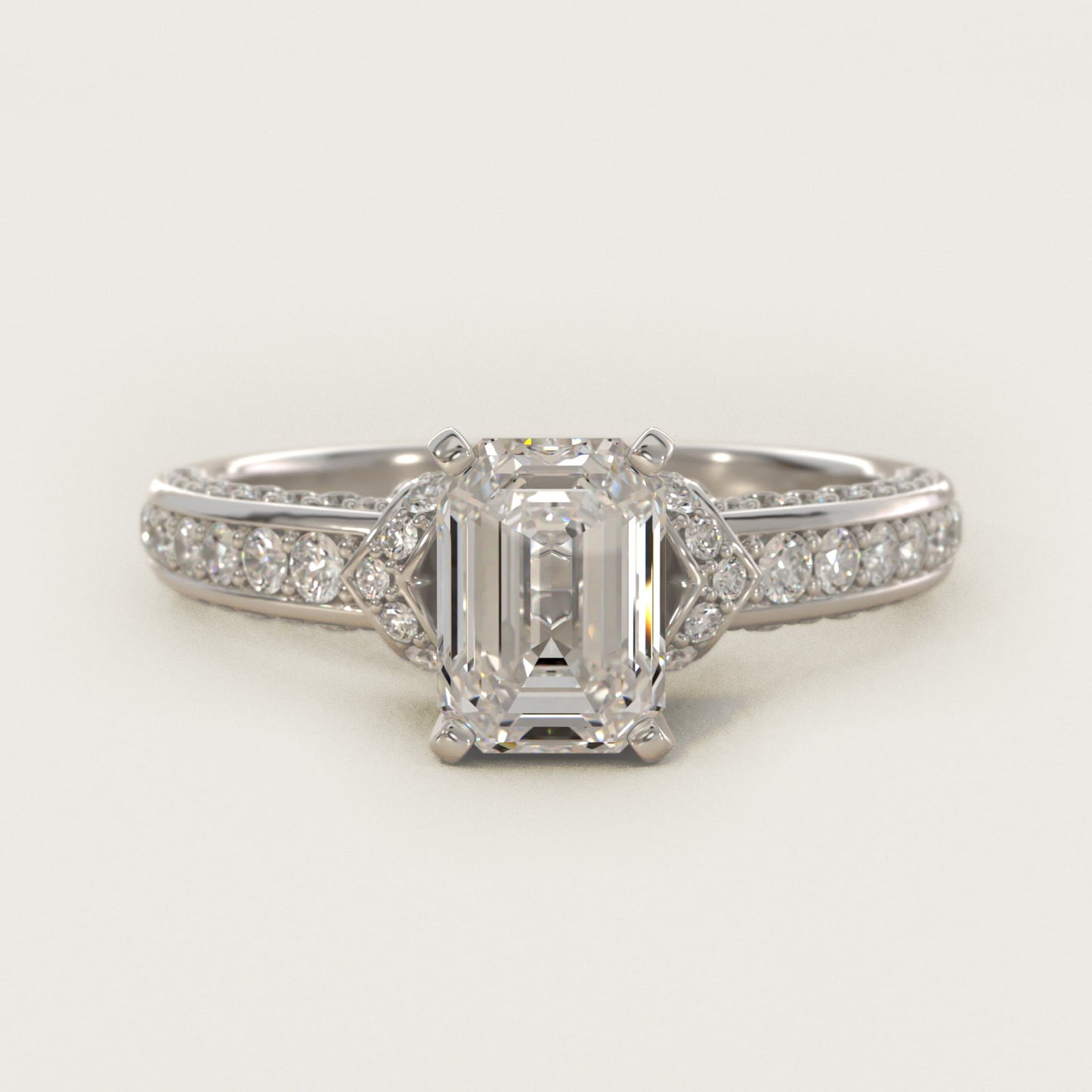 Blue Nile Studio Imperial MicropavŽ Diamond Engagement Ring in 14k White Gold (3/8 ct. tw.) - Emerald Center