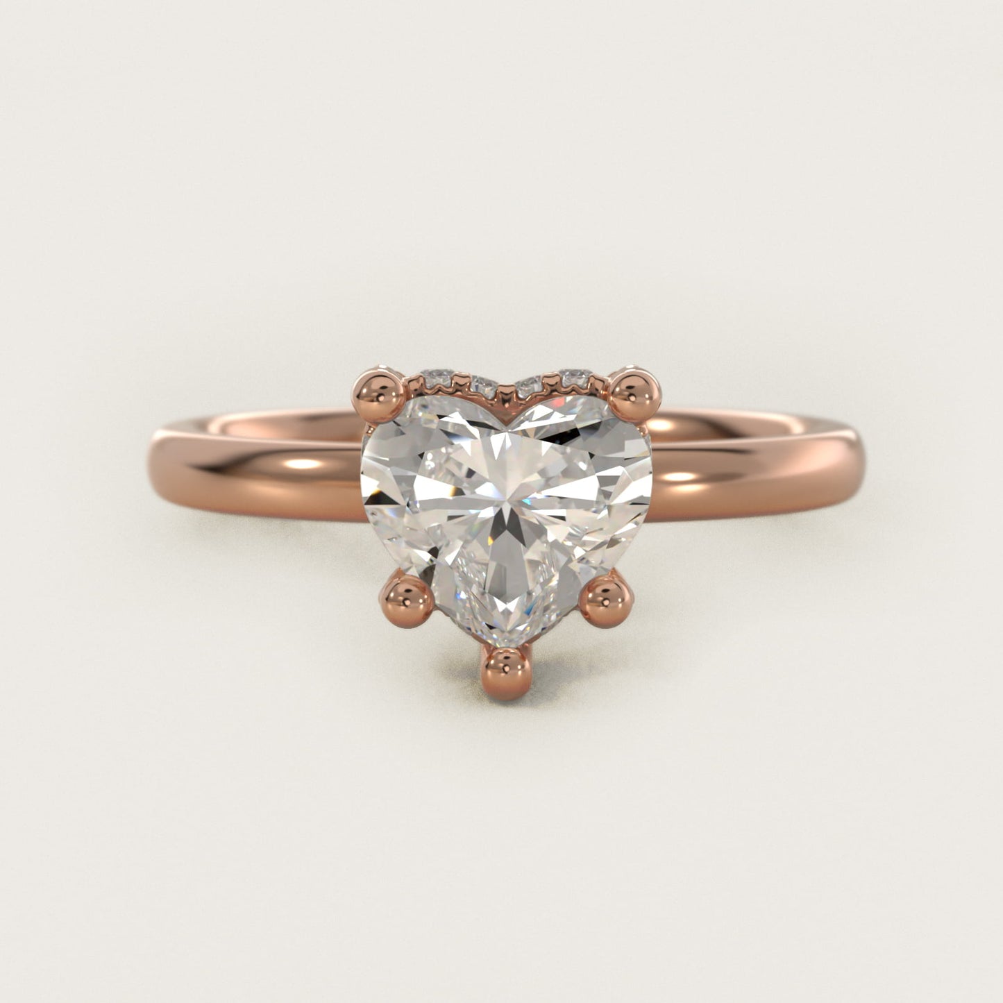 Blue Nile Studio French PavŽ Diamond Crown Solitaire Engagement Ring in 14k Rose Gold (1/6 ct. tw.) - Heart Center
