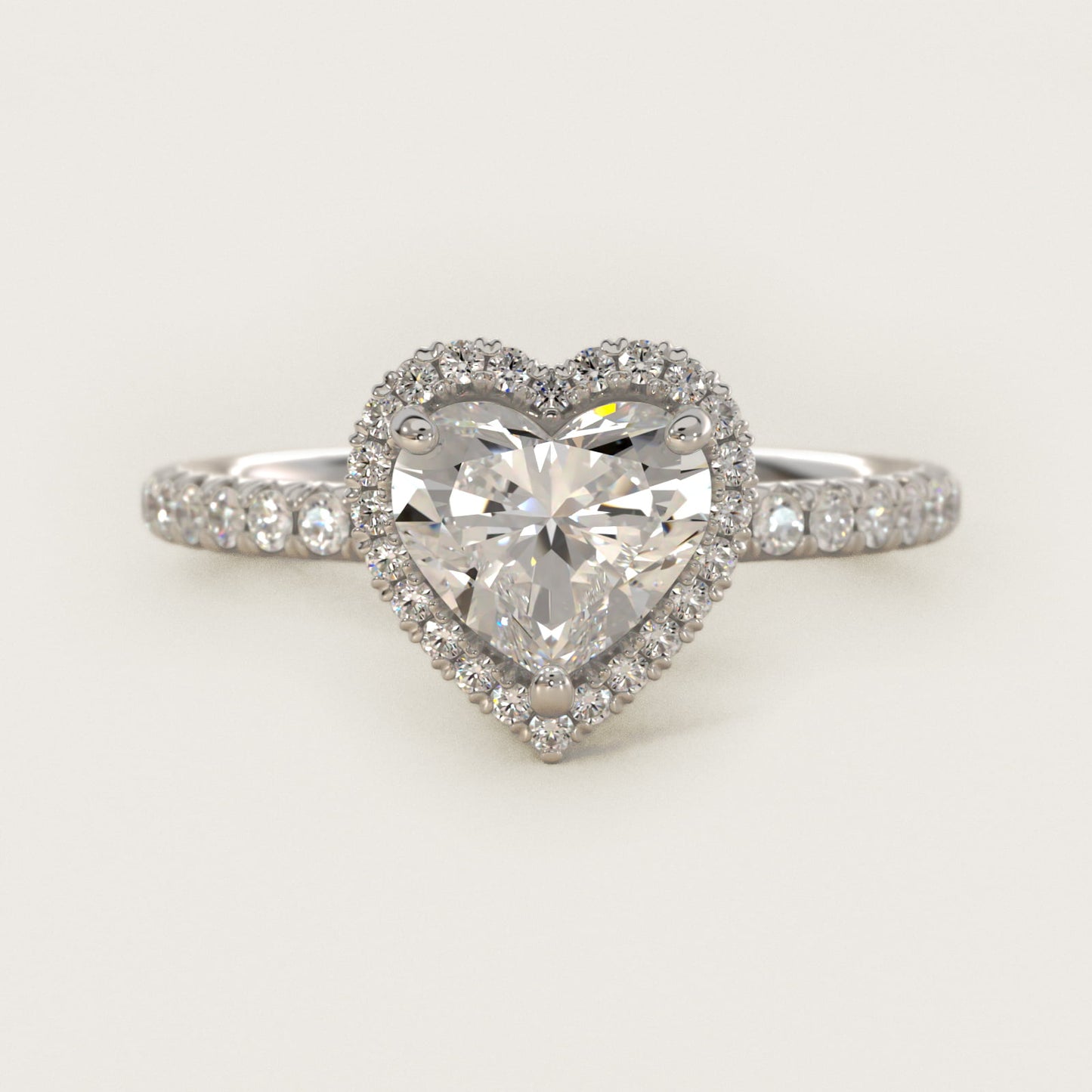 Blue Nile Studio Heiress Halo Diamond Engagement Ring in 14K White Gold - Heart Center