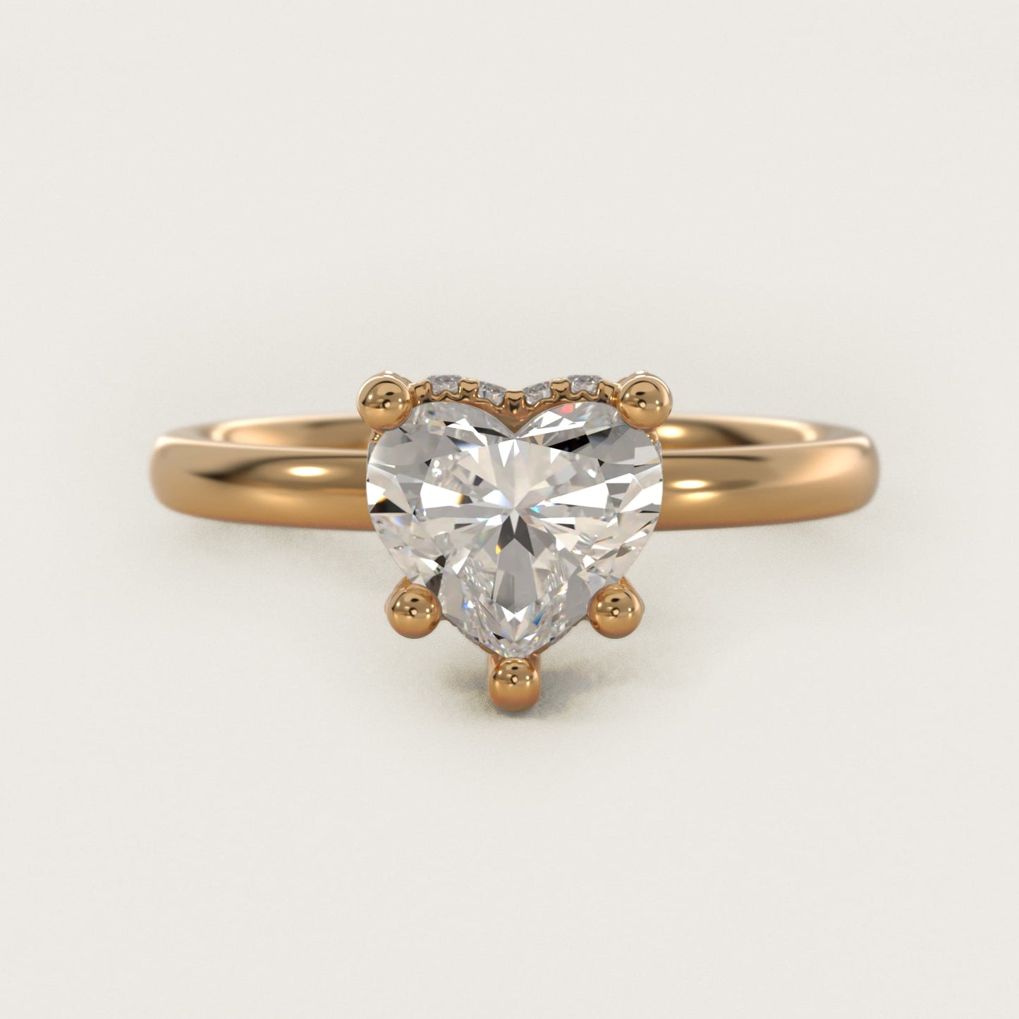Blue Nile Studio French PavŽ Diamond Crown Solitaire Engagement Ring in 14K Yellow Gold (1/6 ct. tw.) - Heart Center