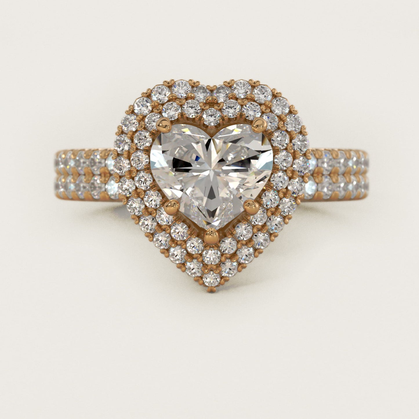 Blue Nile Studio Double Halo Gala Diamond Engagement Ring in 18k Yellow Gold (7/8 ct. tw.) - Heart Center